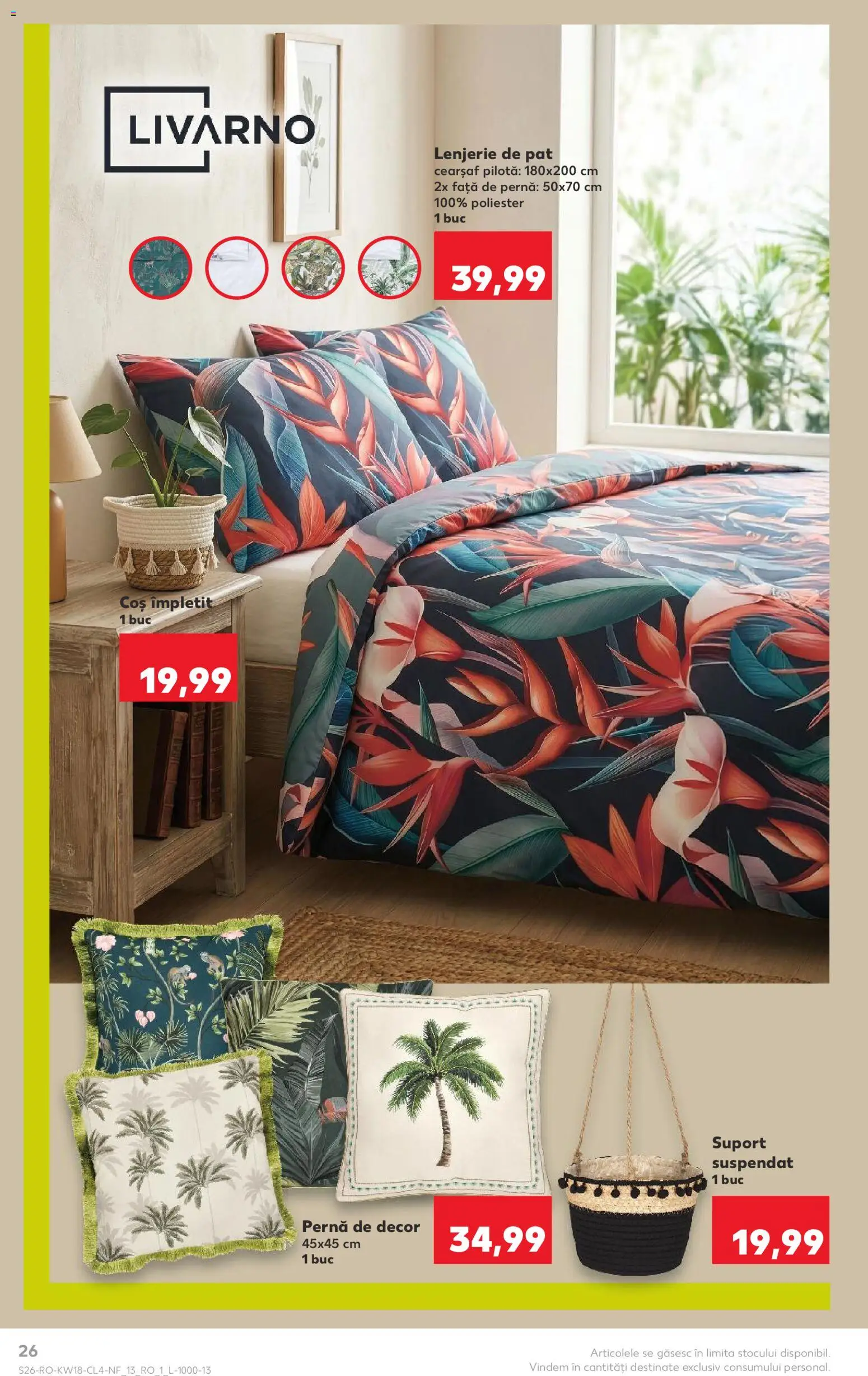 Noul catalog Kaufland – valabil de la 29.04.2026 | Pagină: 26 | Produse: Lenjerie de pat, Pernă, Pilotă, Coș