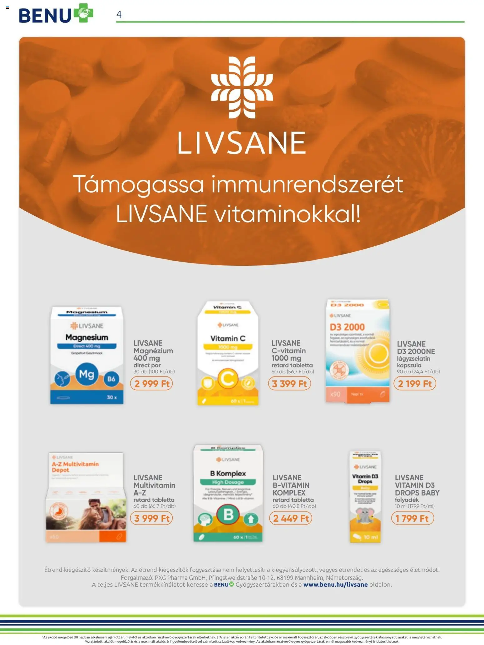 BENU Gyógyszertárak akciós ujság - amely érvényes a következő dátumtól: 01.11.2025 | Oldal: 4 | Termékek: Vitamin c, Multivitamin