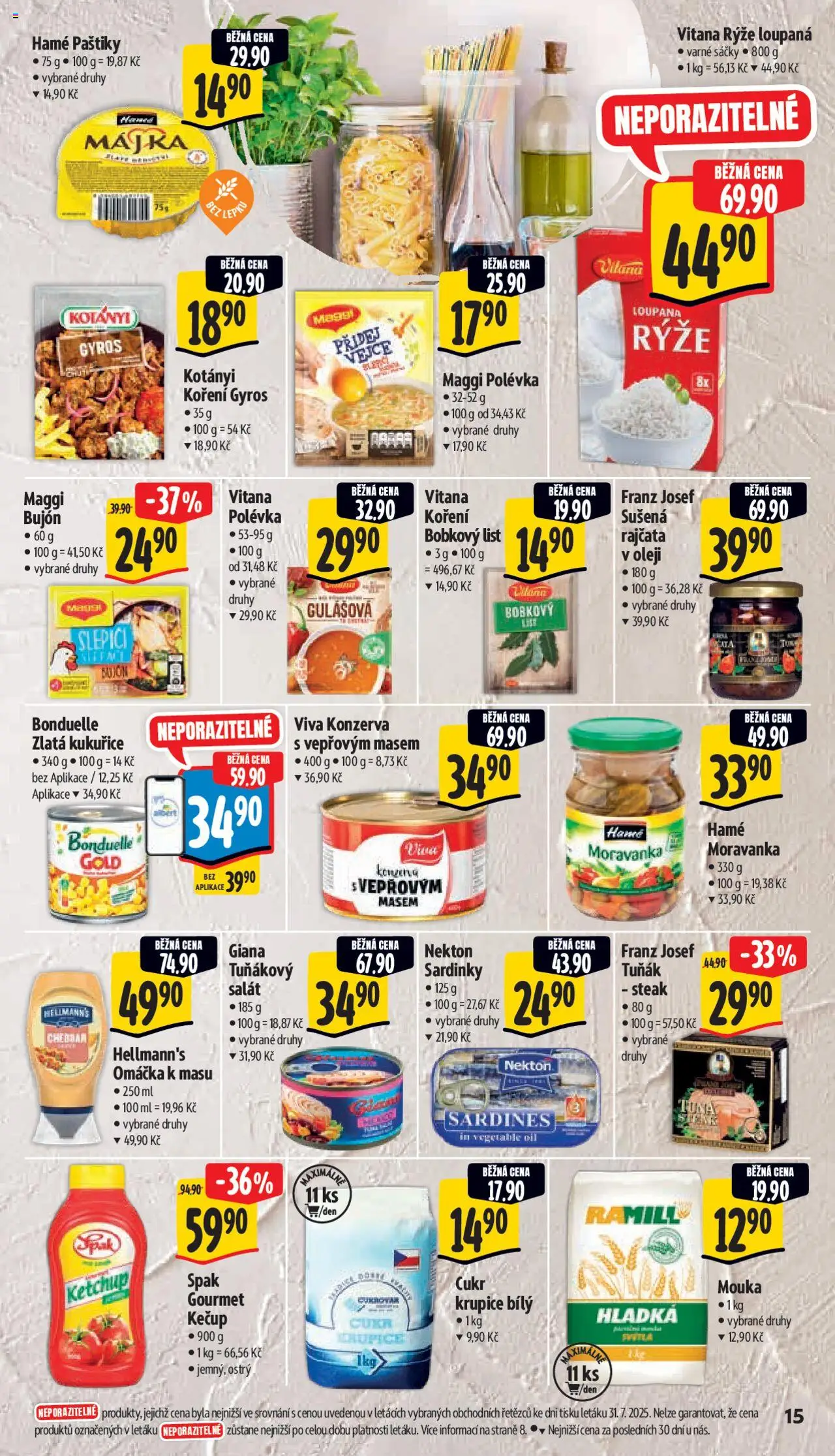 Albert leták - Supermarket od 06.08.2025 | Strana: 22 | Produkty: Maggi, Rýže, Krupice, Sardinky