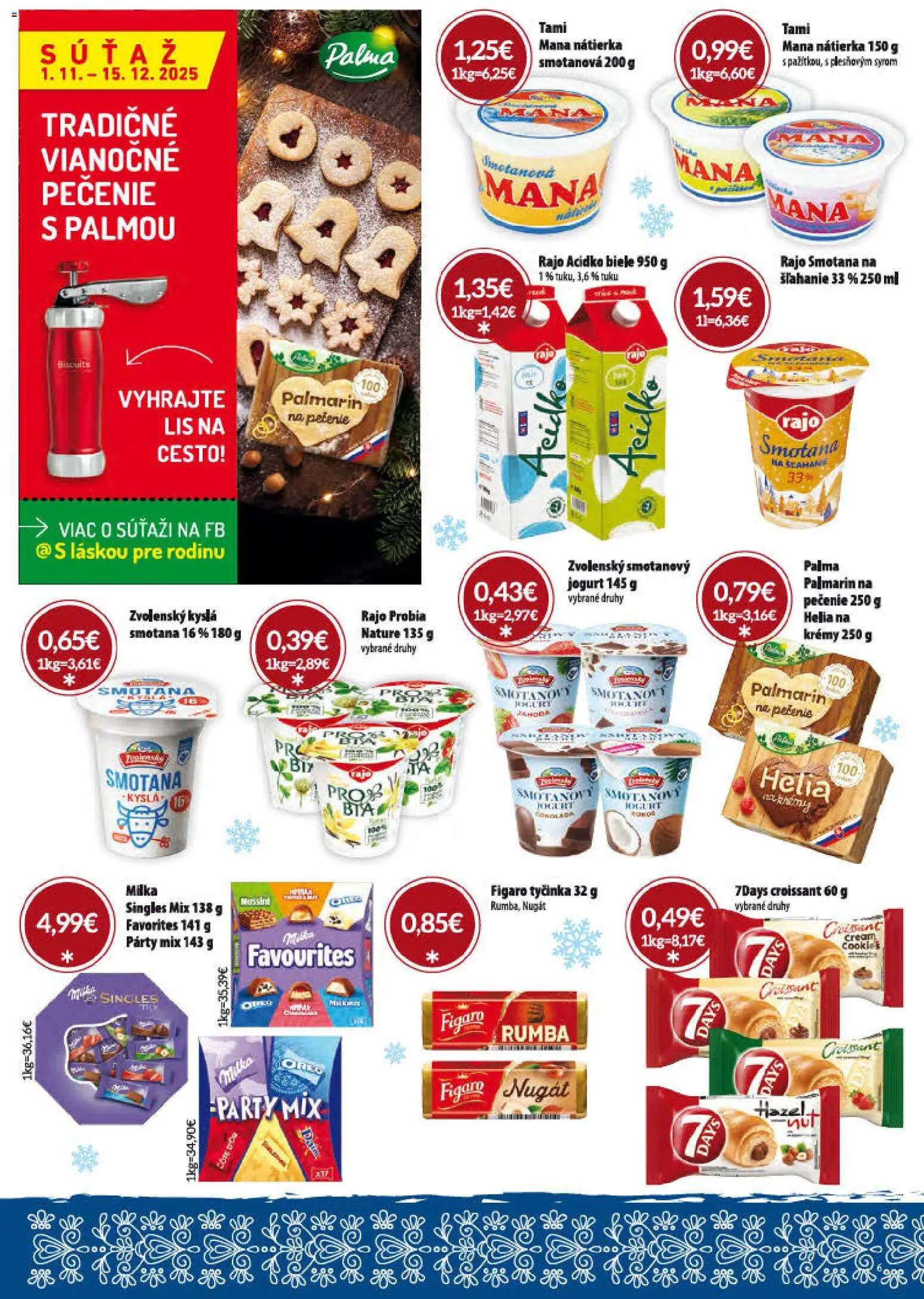 Nové CBA Verex akcie – leták je platný od 01.12.2025 | Strana: 6 | Produkty: Jogurt, Croissant, Palmarin, Milka