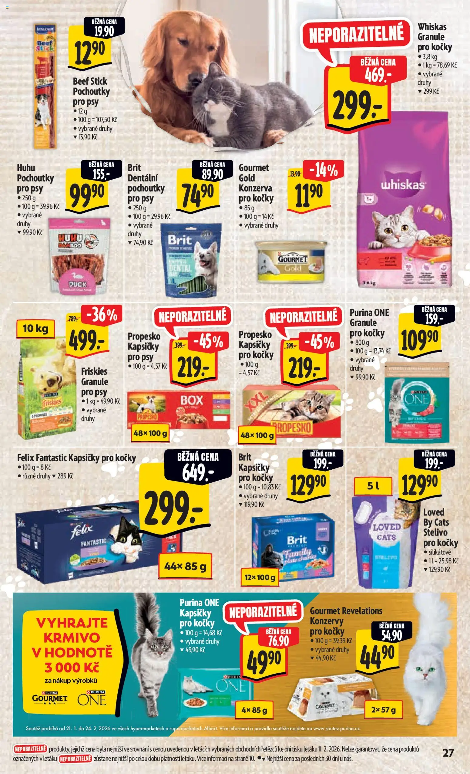 Albert leták - Hypermarket od 18.02.2026 | Strana: 35 | Produkty: Felix fantastic, Whiskas, Kapsičky pro kočky, Purina one