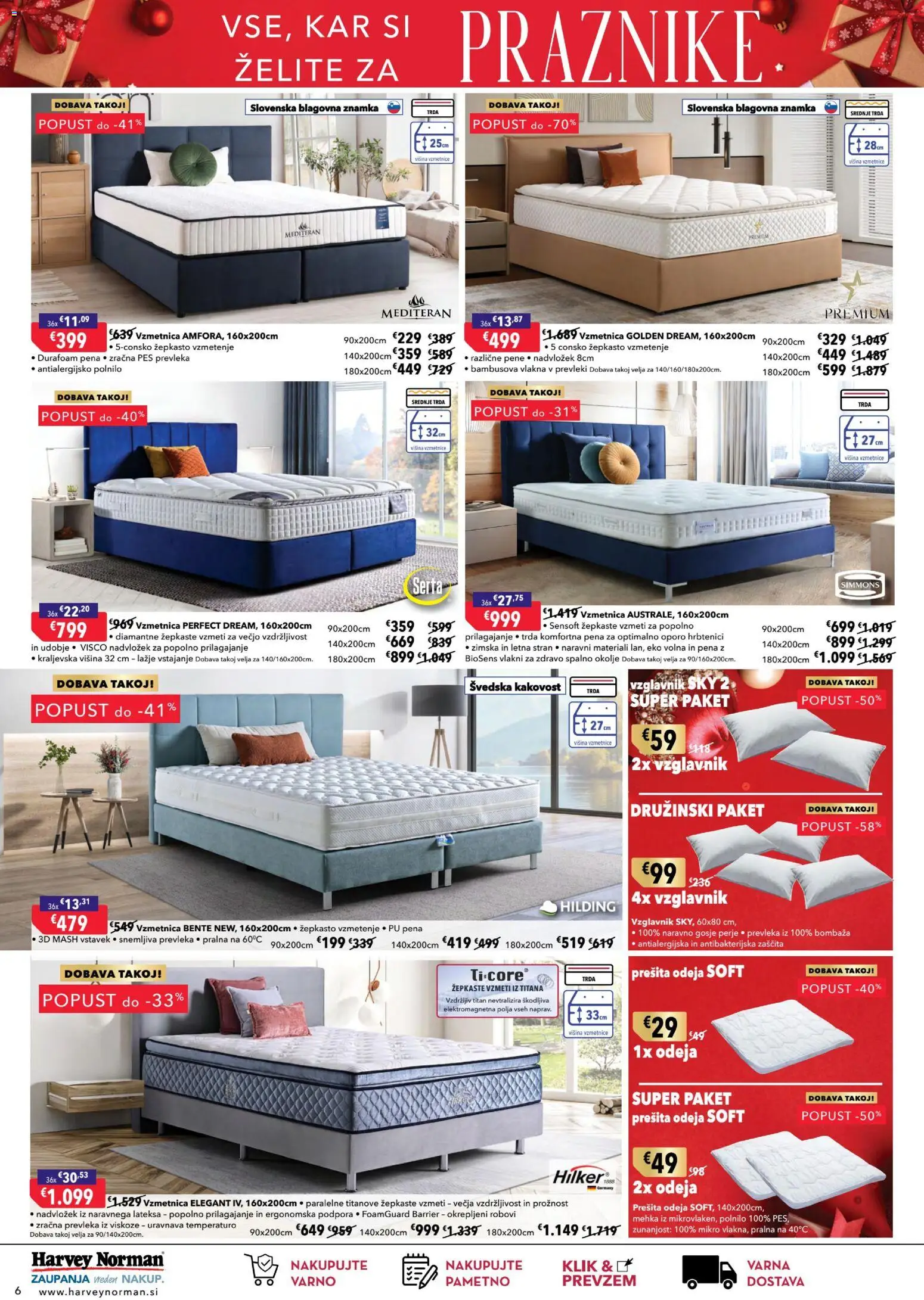 Novi Harvey Norman katalog ponudbe – veljaven od 01.12.2025 | Stran: 6 | Izdelki: Vzglavnik, Nadvložek, Vzmetnica, Odeja