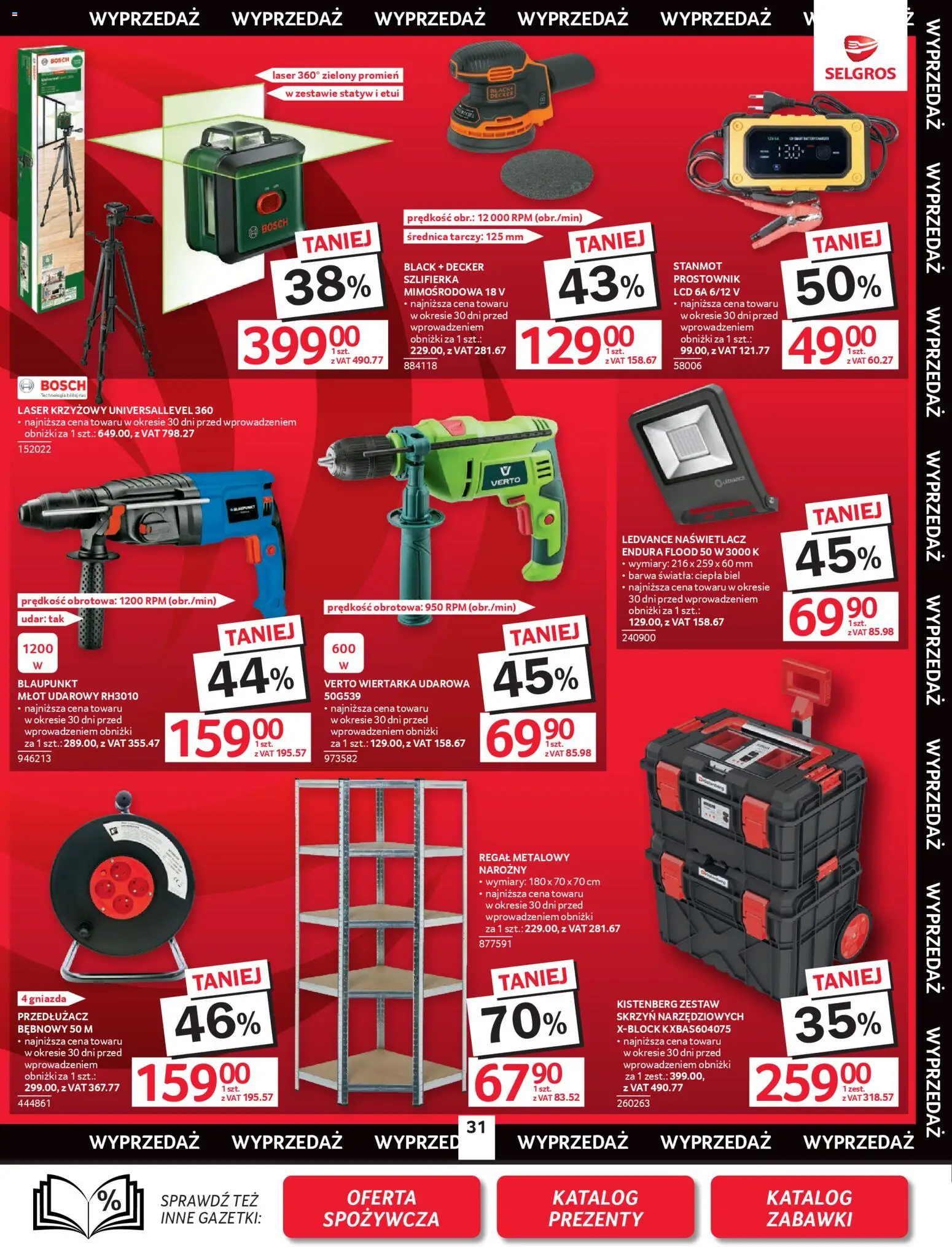 Selgros cash&carry Gazetka - Oferta przemysłowa od 04.12.2025 | Strona: 33 | Produkty: Regał metalowy, Przedłużacz, Regał, Szlifierka