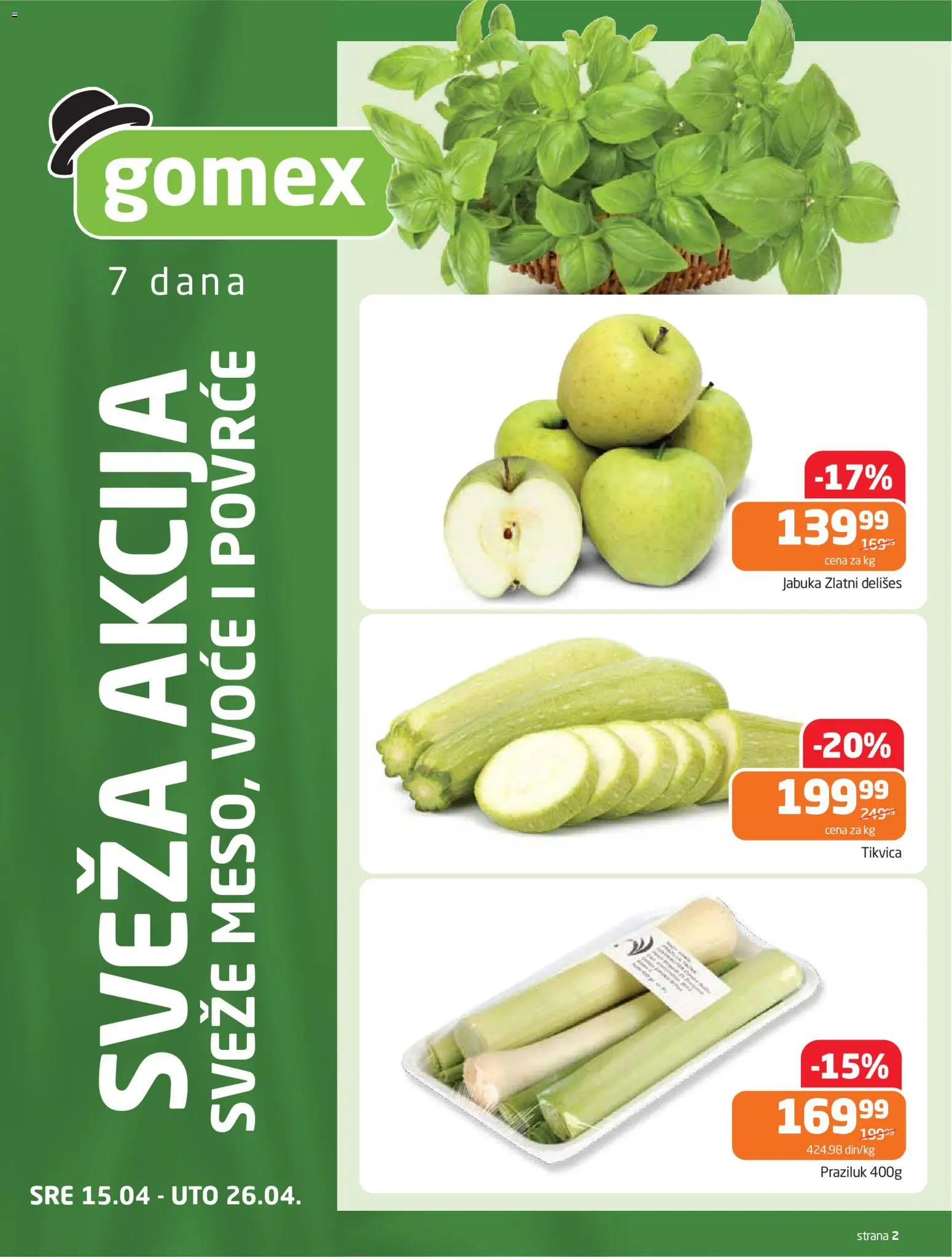 Gomex katalog - važi od 15.04.2026 | Strana: 2 | Proizvode: Tikvica, Praziluk