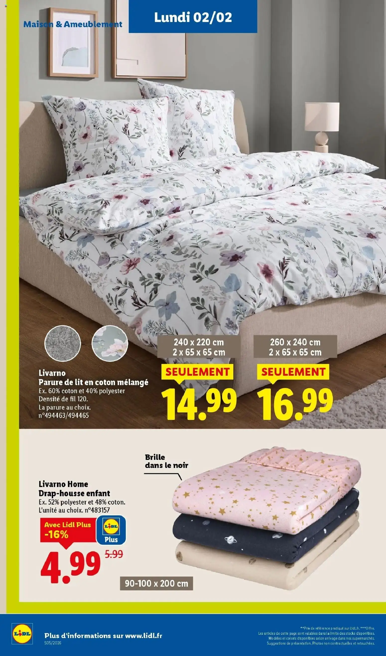 Catalogue LIDL du 28/01/2026 | Promo prospectus en ligne | Page: 66 | Produits: Coton, Parure de lit, Lit