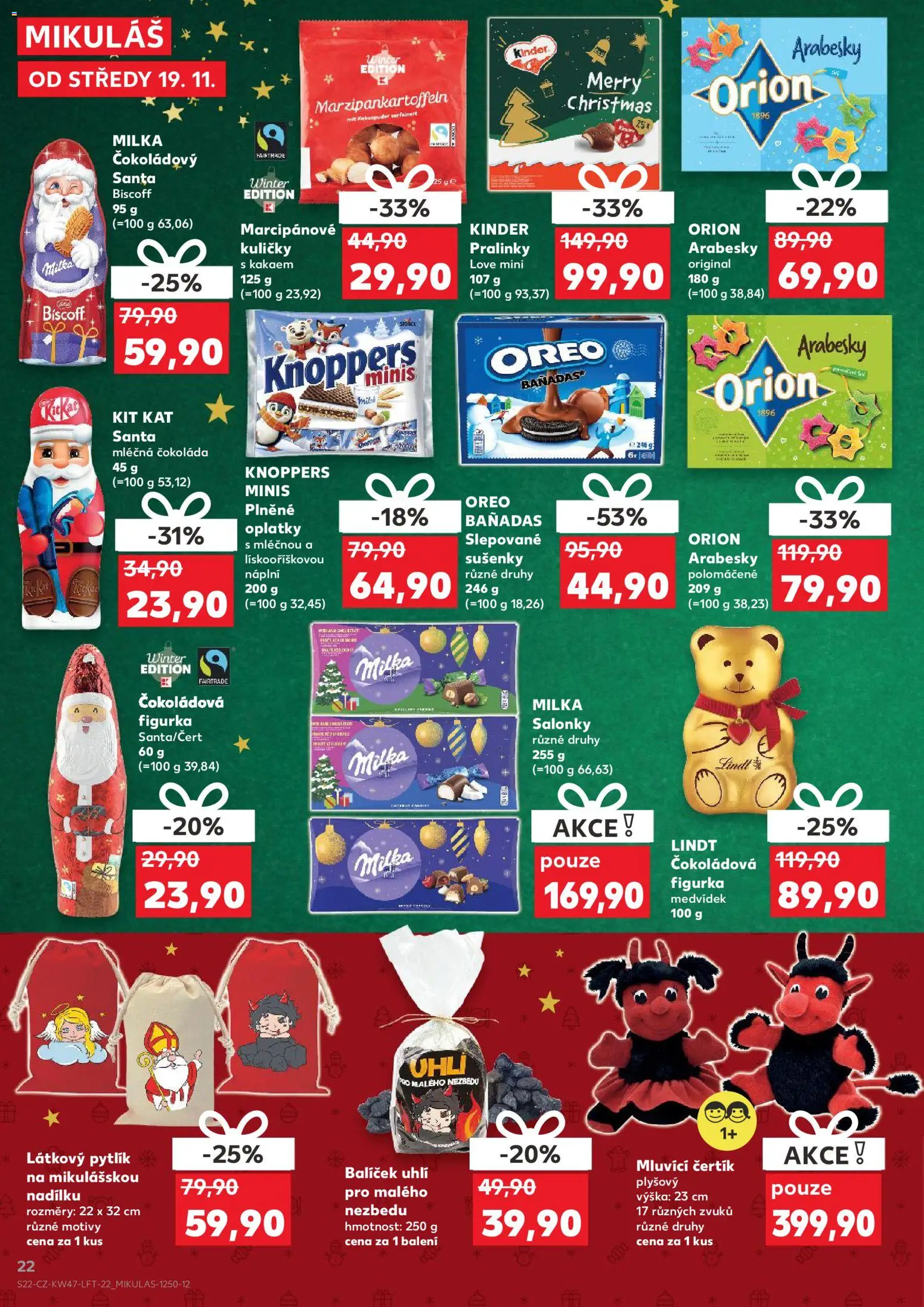 Kaufland leták - Chomutov od 19.11.2025 | Strana: 22 | Produkty: Lindt, Čokoláda, Oplatky, Sušenky