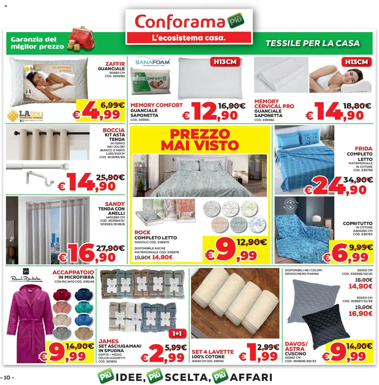 Volantino Conforama del 05.03.2026 | Pagina: 10 | Prodotti: Saponetta, Accappatoio, Letto matrimoniale, Tenda