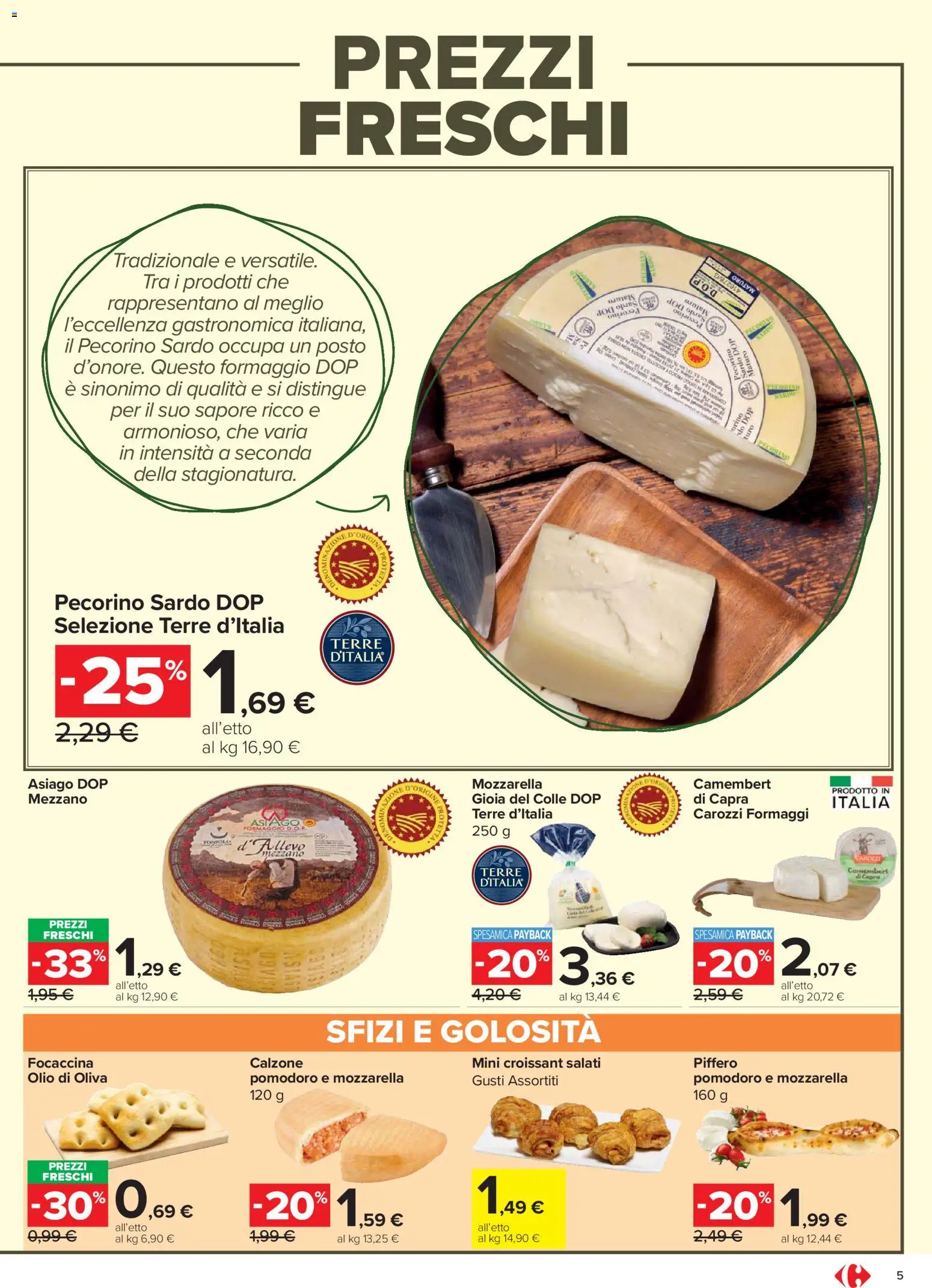 Volantino Carrefour del 02.03.2026 | Pagina: 5 | Prodotti: Mozzarella, Formaggio, Pecorino, Olio di Oliva