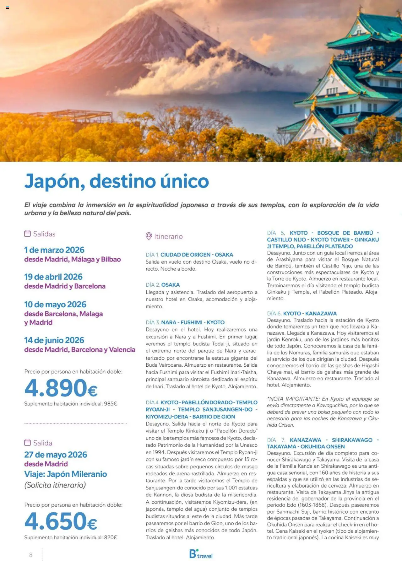 B the travel brand Viajeros Expertos Internacional 2026 │ válido desde el 03.10.2025 | Página: 8 | Productos: Bolsa, Cocina