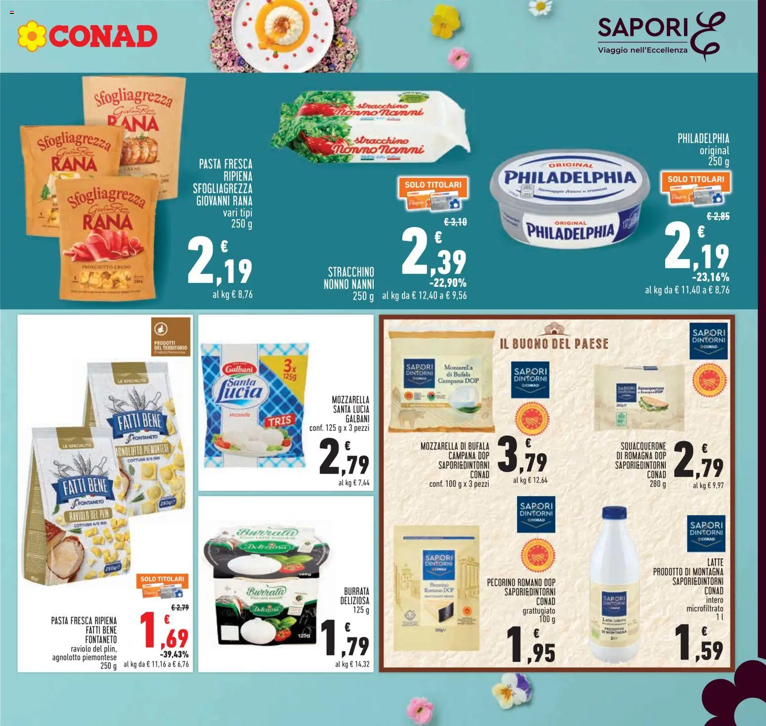 Volantino Conad volantino Piemonte del 26.03.2026 | Pagina: 9 | Prodotti: Latte, Prosciutto, Tonno, Pecorino