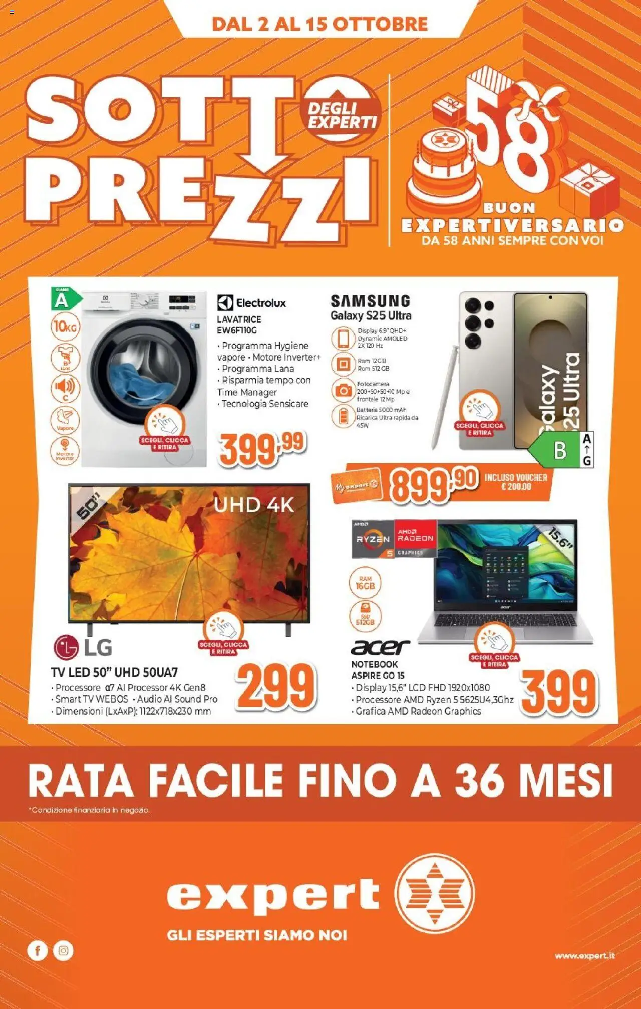 Volantino Expert del 02.10.2025 | Pagina: 1 | Prodotti: Notebook, TV, Fotocamera, Samsung