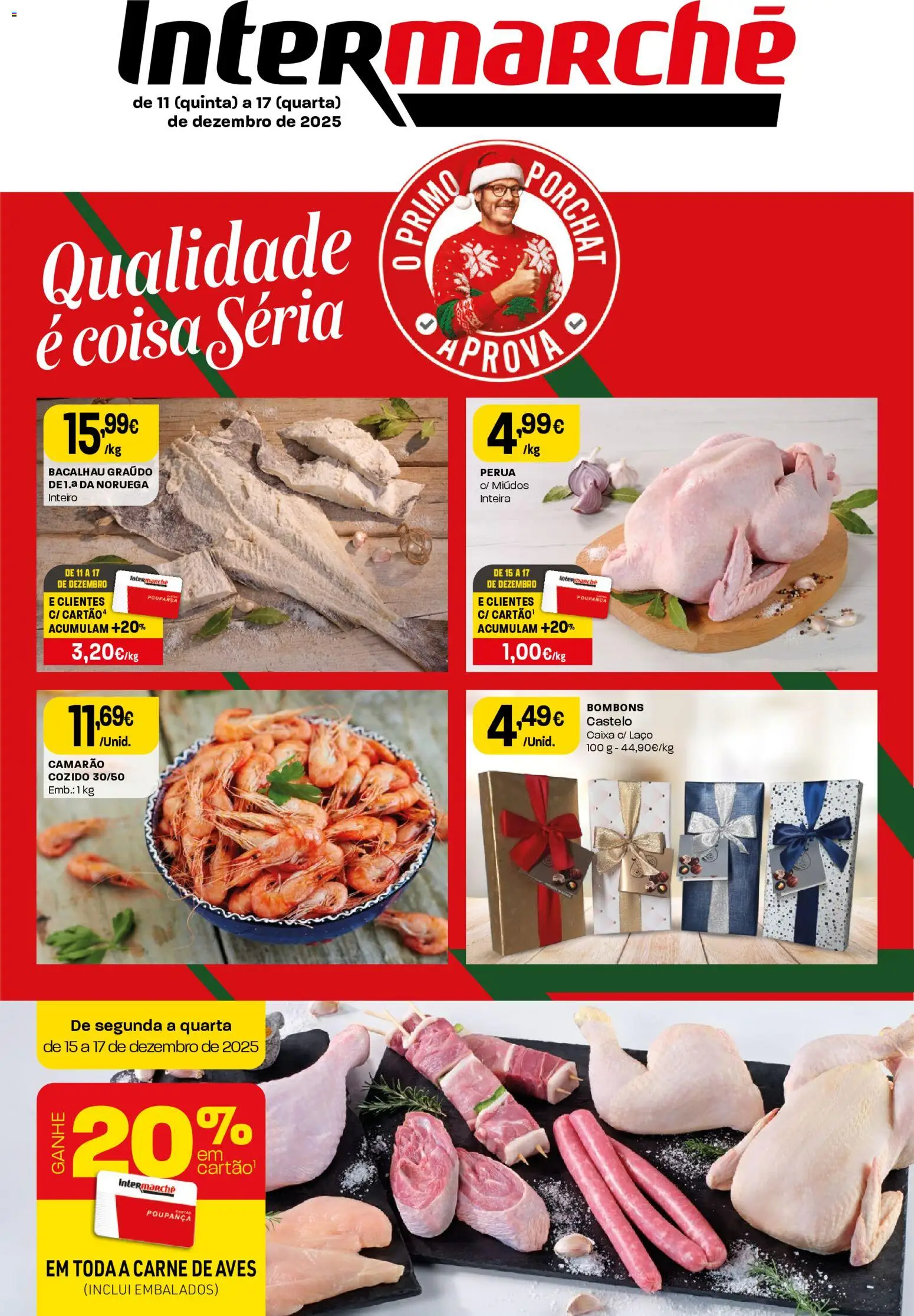 Intermarché folheto │ válido de 11.12.2025 | Página: 1 | Produtos: Bacalhau, Camarão, Caixa, Carne