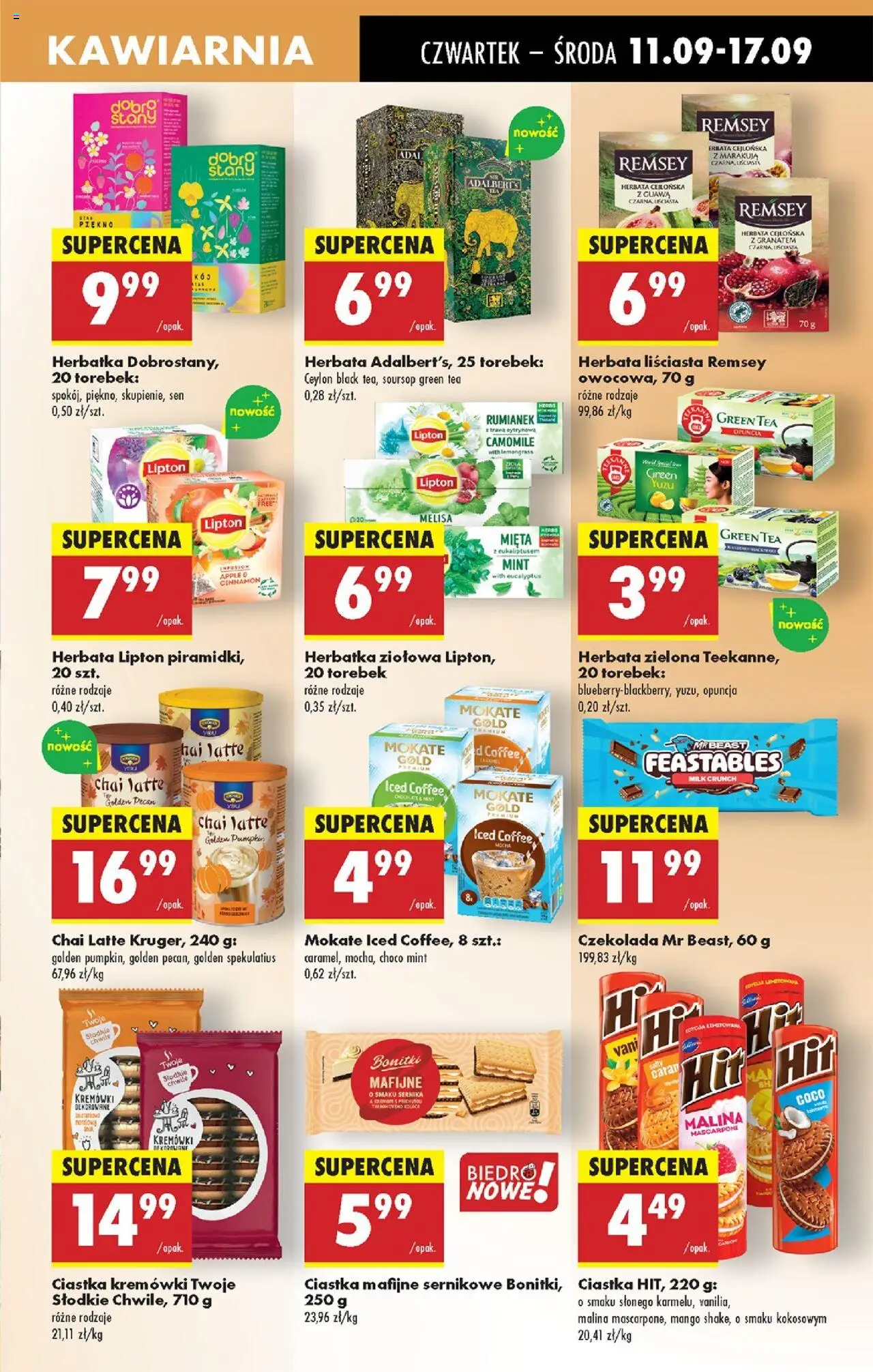 Biedronka gazetka - Oferta w tym tygodniu od 11.09.2025 | Strona: 45 | Produkty: Herbata liściasta, Herbata lipton, Czekolada, Ciastka
