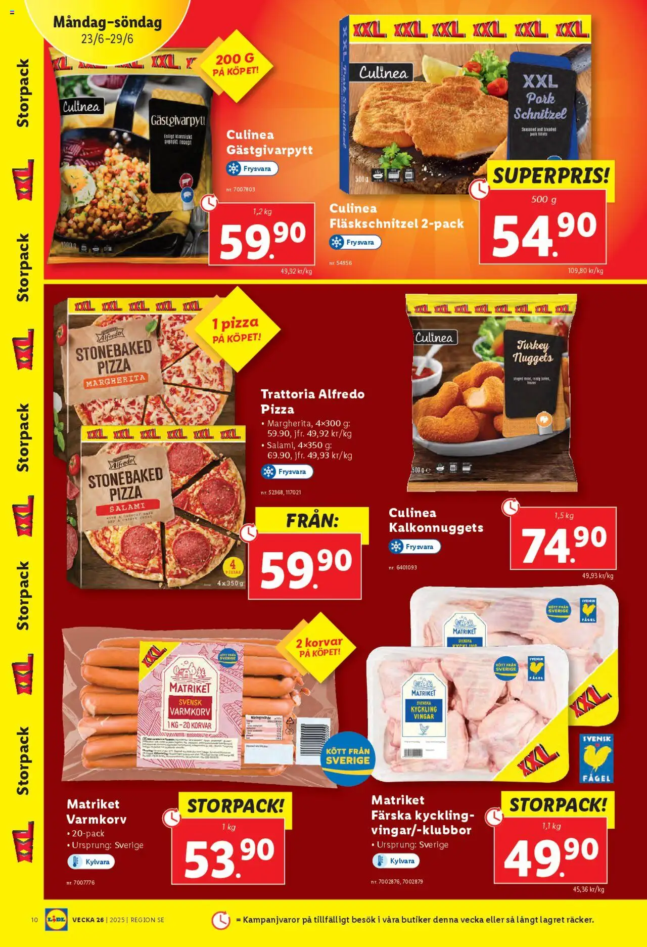 Lidl reklamblad aktuell från 23.06.2025 | Sida: 10 | Produkter: Varmkorv, Salami, Pizza