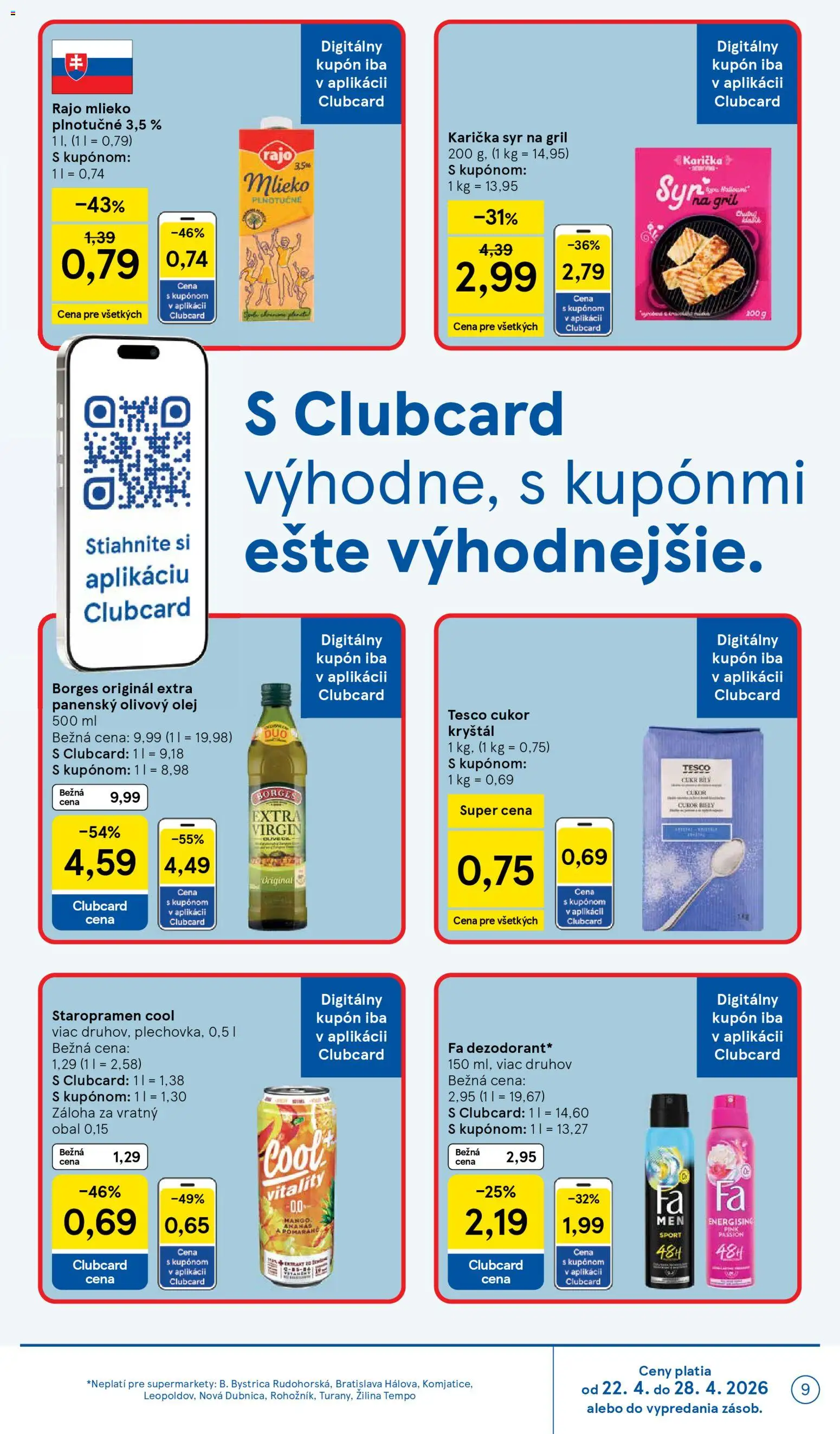 Nové Tesco akcie – leták je platný od 22.04.2026 | Strana: 9 | Produkty: Gril, Olej, Staropramen