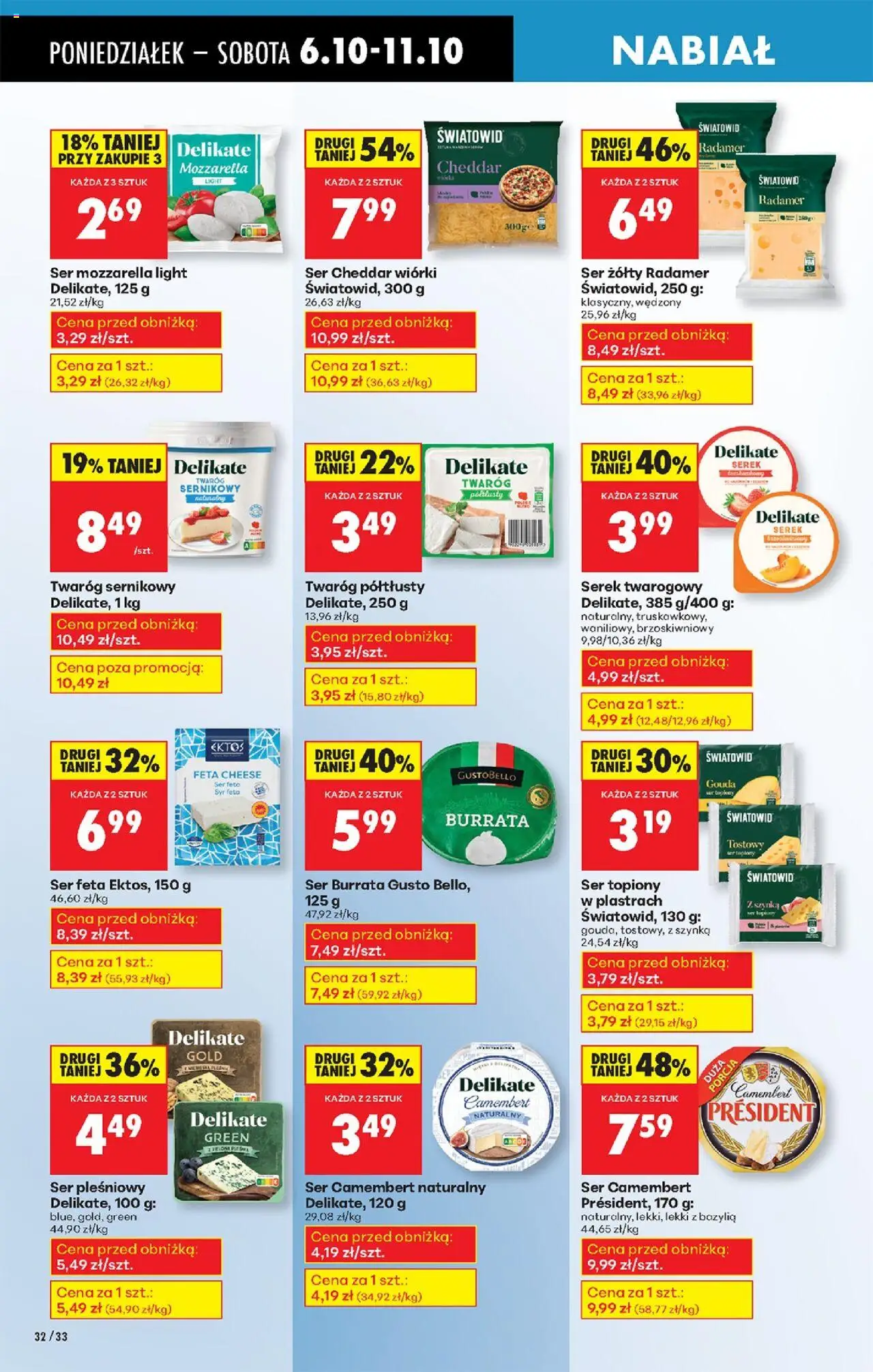 Biedronka gazetka od 06.10.2025 | Strona: 38 | Produkty: Ser żółty, Cheddar, Ser feta, Ser cheddar