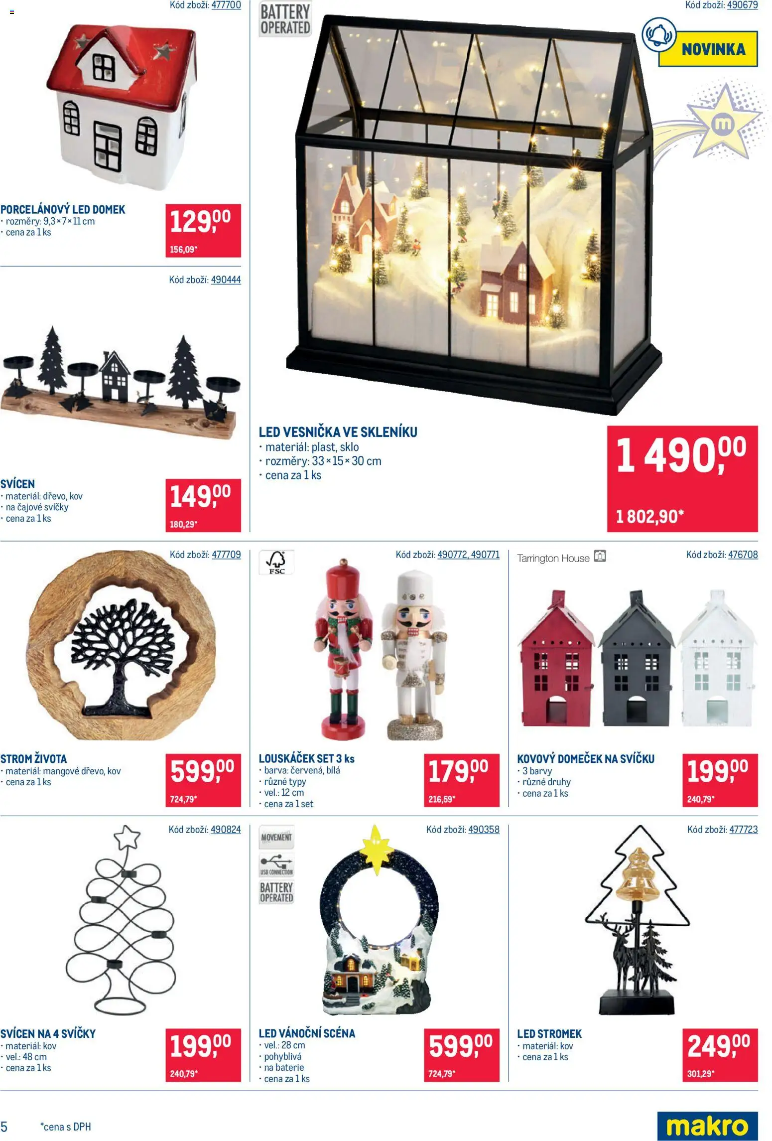 Makro leták - Dekorace od 22.10.2025 | Strana: 5 | Produkty: Čajové svíčky, Svícen, Baterie, Barvy