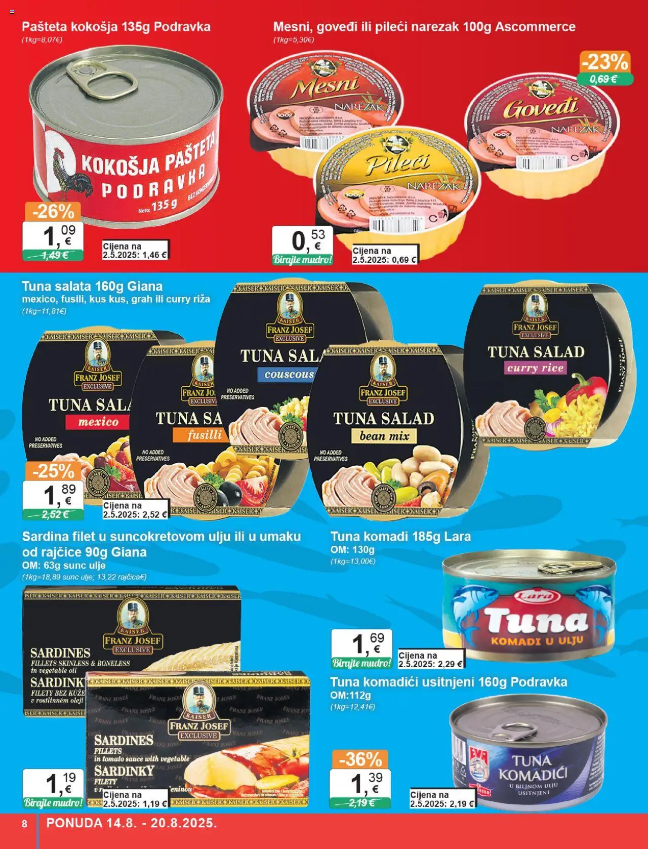 KTC katalog | vrijedi od 14.08.2025 | Stranica: 8 | Proizvodi: Ulje, Podravka, Riža, Tuna