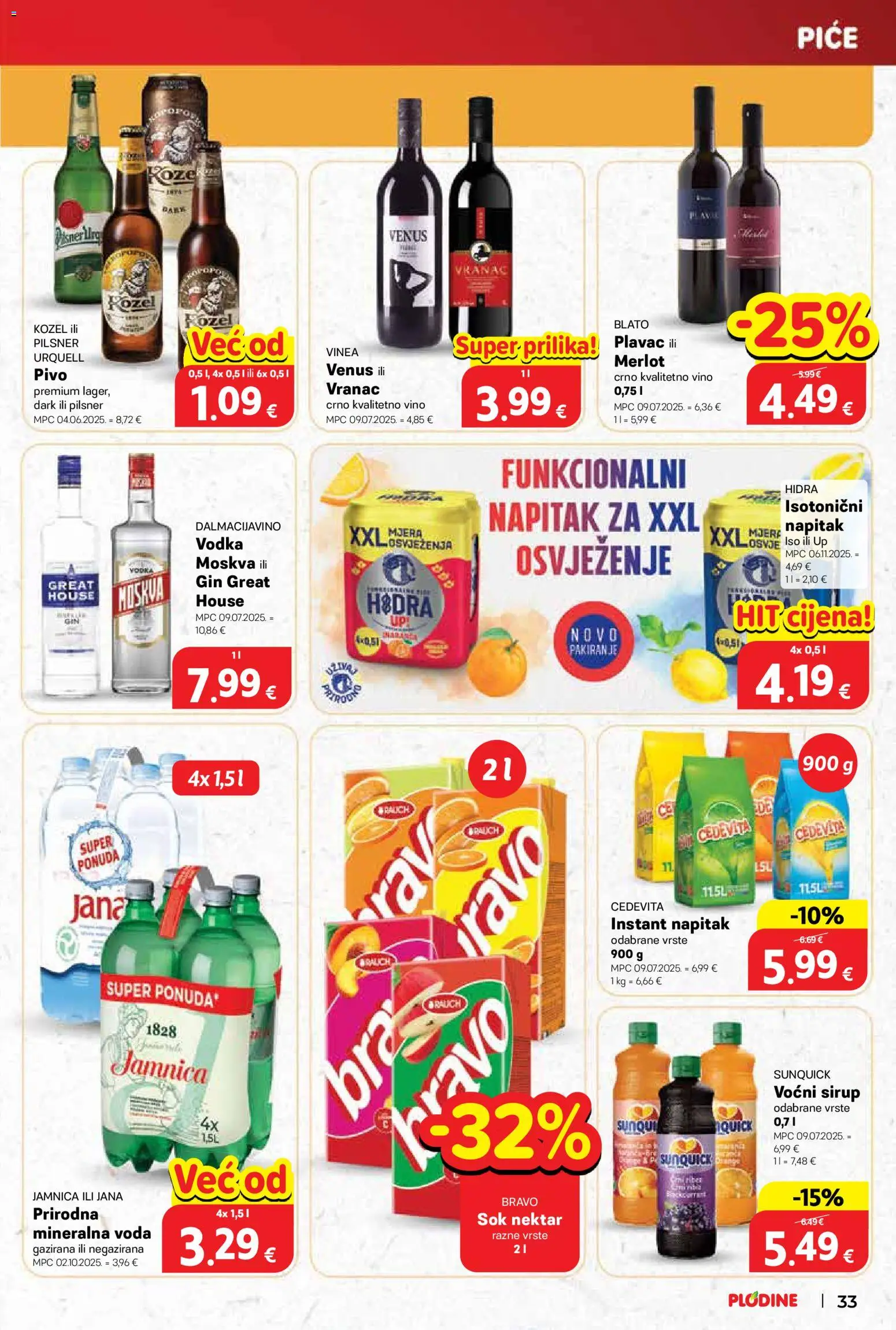 Plodine katalog | vrijedi od 12.11.2025 | Stranica: 33 | Proizvodi: Kozel, Vino, Cedevita, Vodka