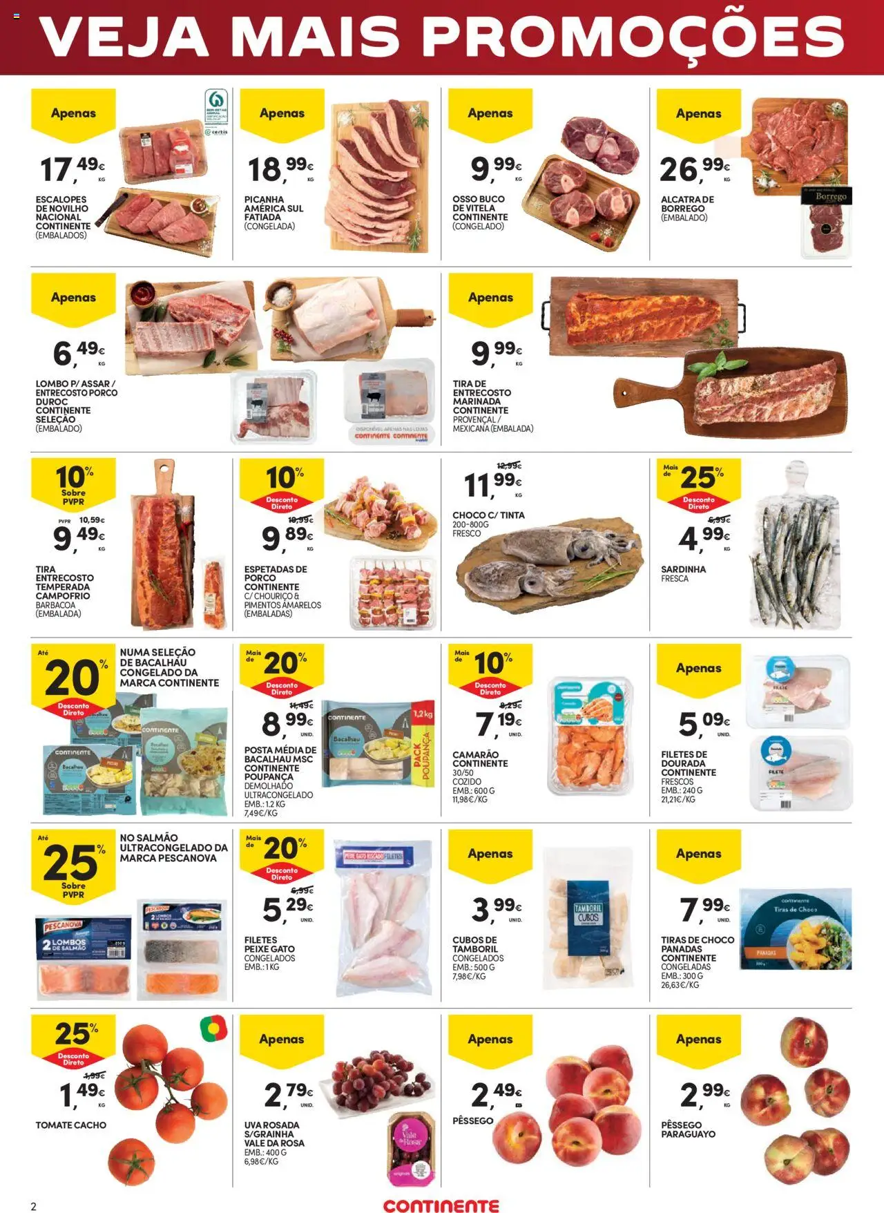 Continente Fim de Semana │ válido de 22.08.2025 | Página: 2 | Produtos: Vitela, Tinta, Camarão, Peixe