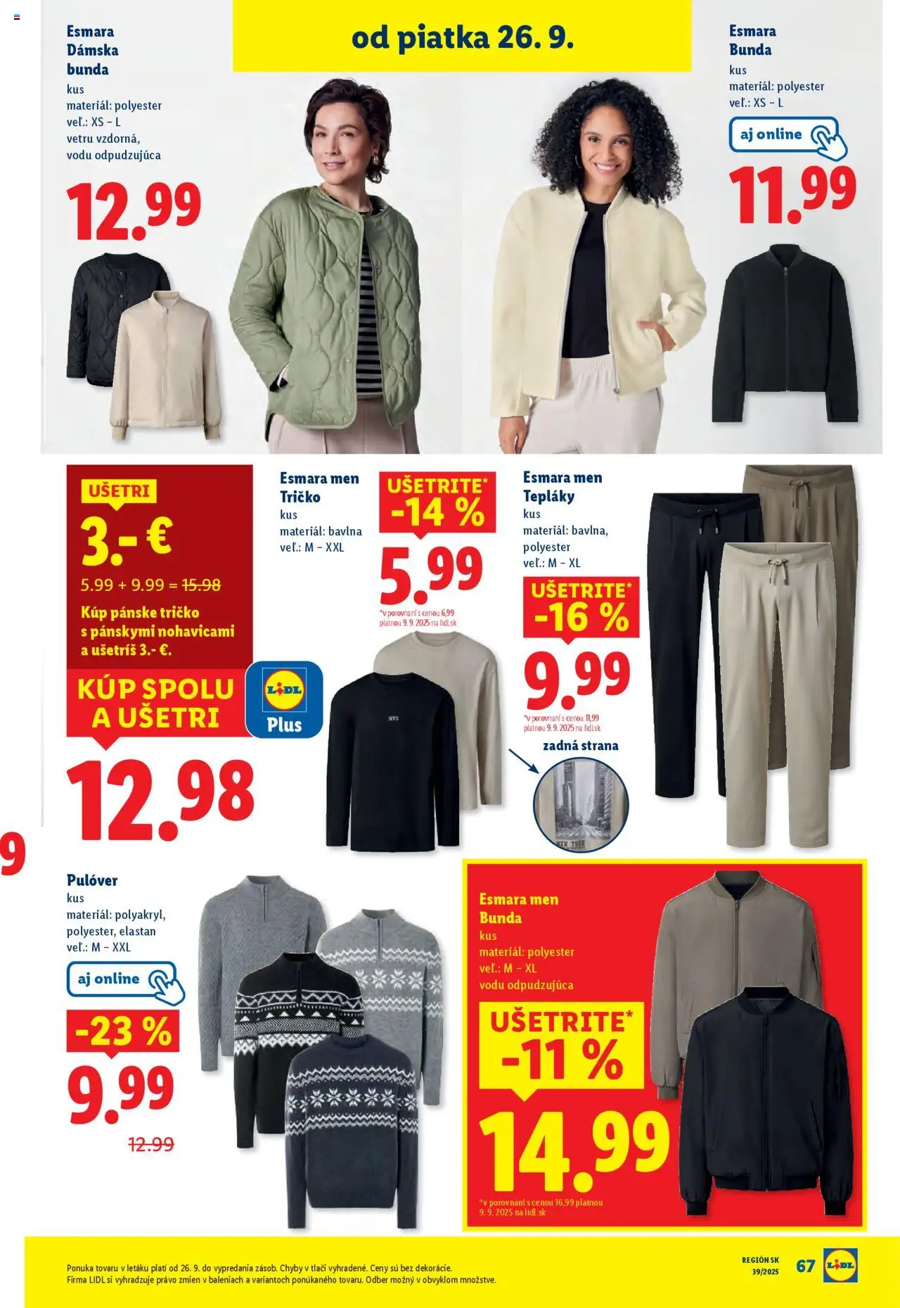 Nové Lidl akcie – leták je platný od 22.09.2025 | Strana: 96 | Produkty: Tričko, Bunda