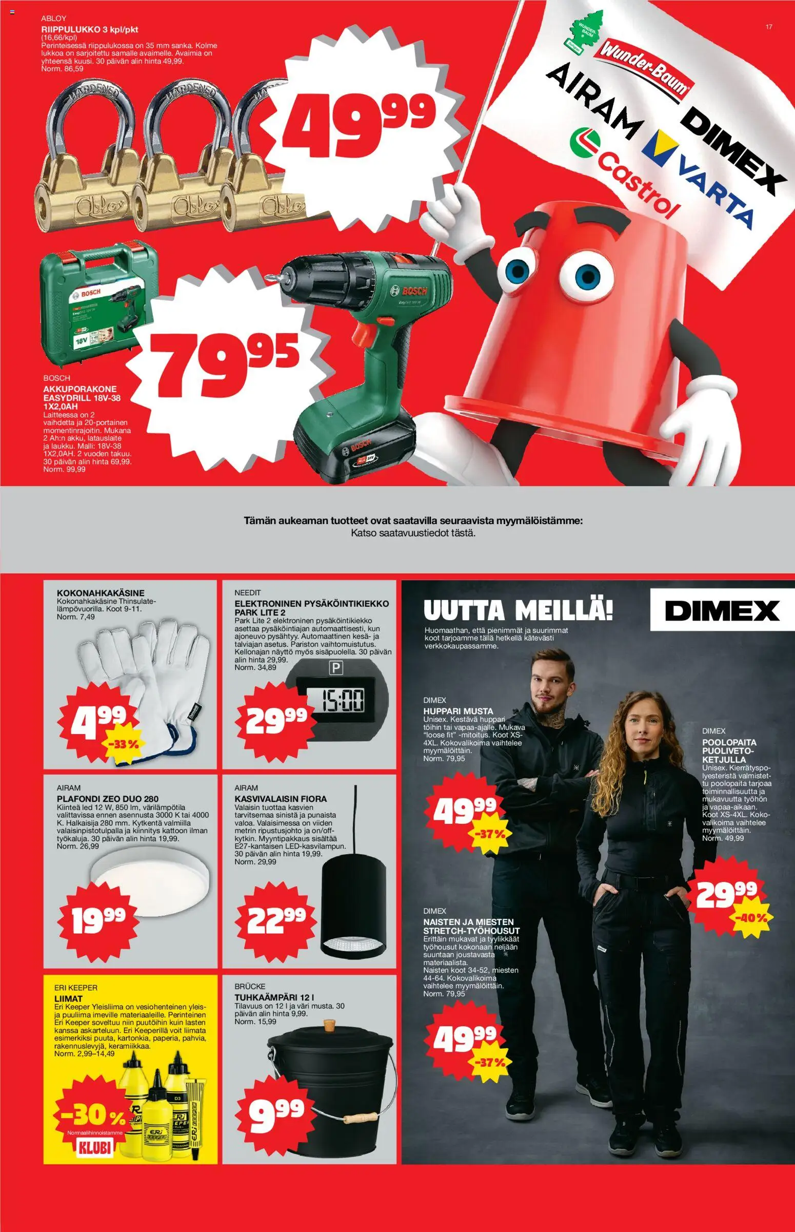 Tokmanni tarjoukset – voimassa 09.03.2026 alkaen | Sivu: 17 | Tuotteet: Riippulukko, Wunderbaum, Huppari, Näyttö