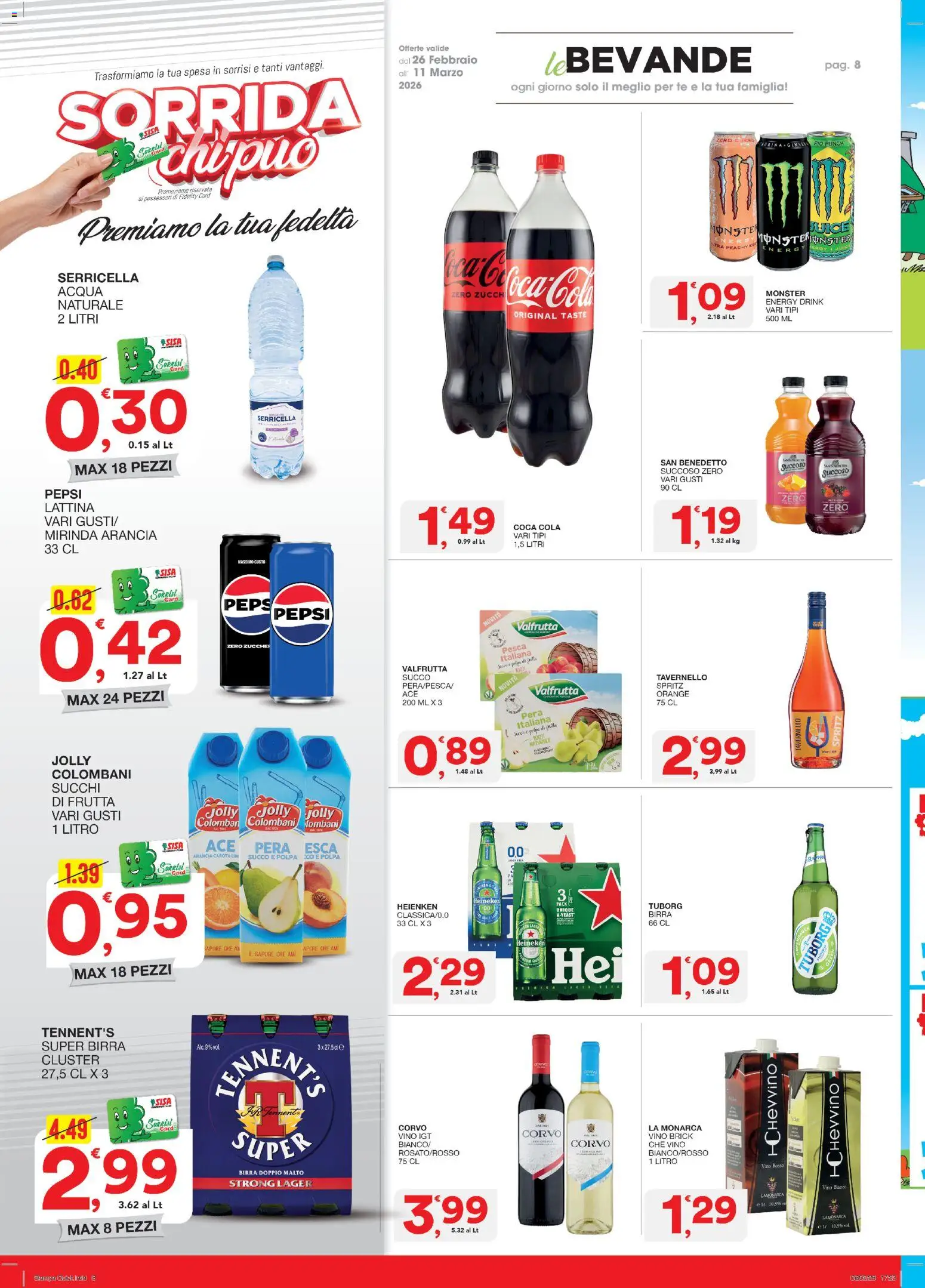 Volantino SISA del 26.02.2026 | Pagina: 8 | Prodotti: Succo, Birra, Tè, Carota