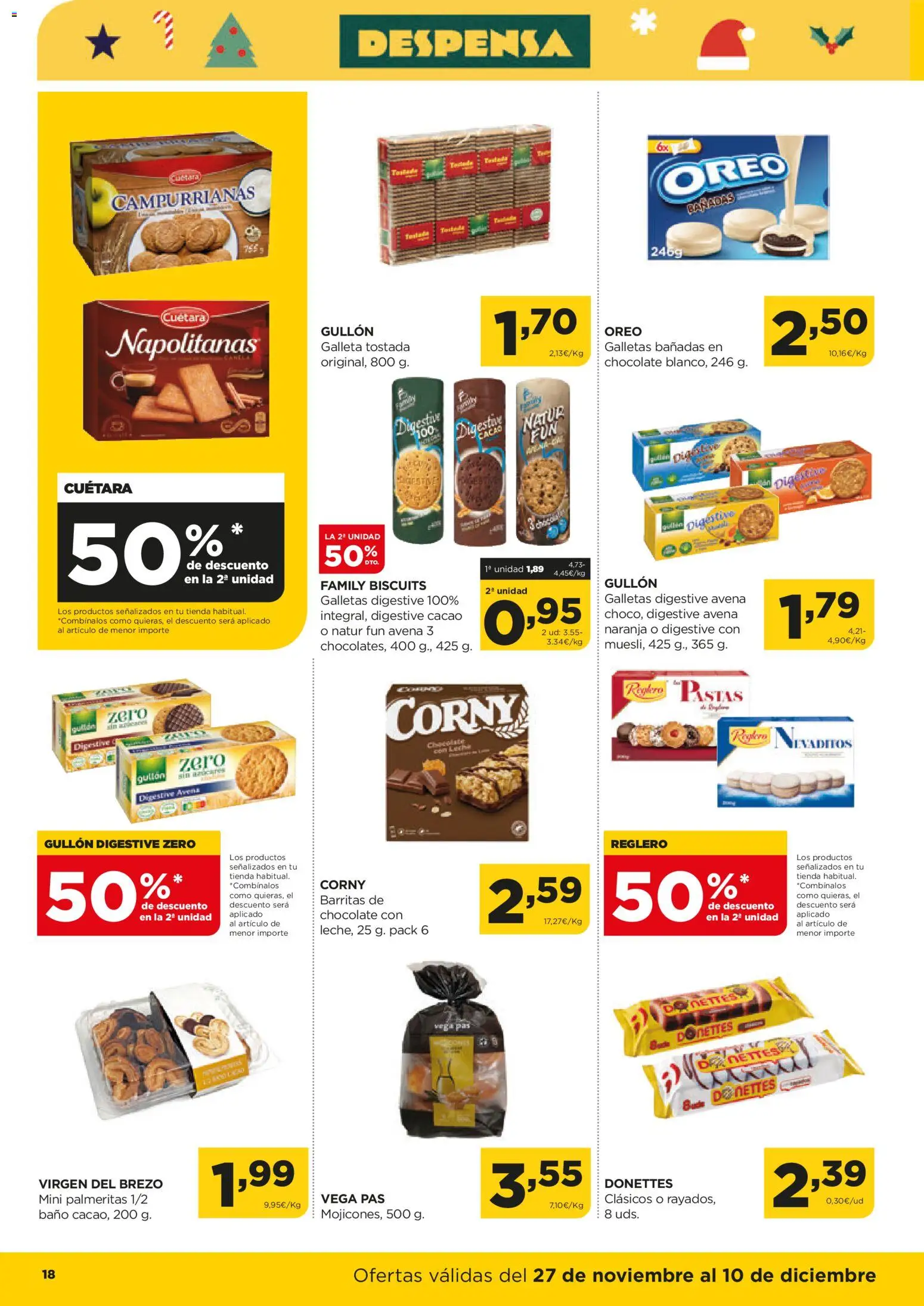 Alimerka folleto Asturias │ válido desde el 27.11.2025 | Página: 18 | Productos: Chocolate, Galletas, Φρυγανιές σικάλεως, Baño