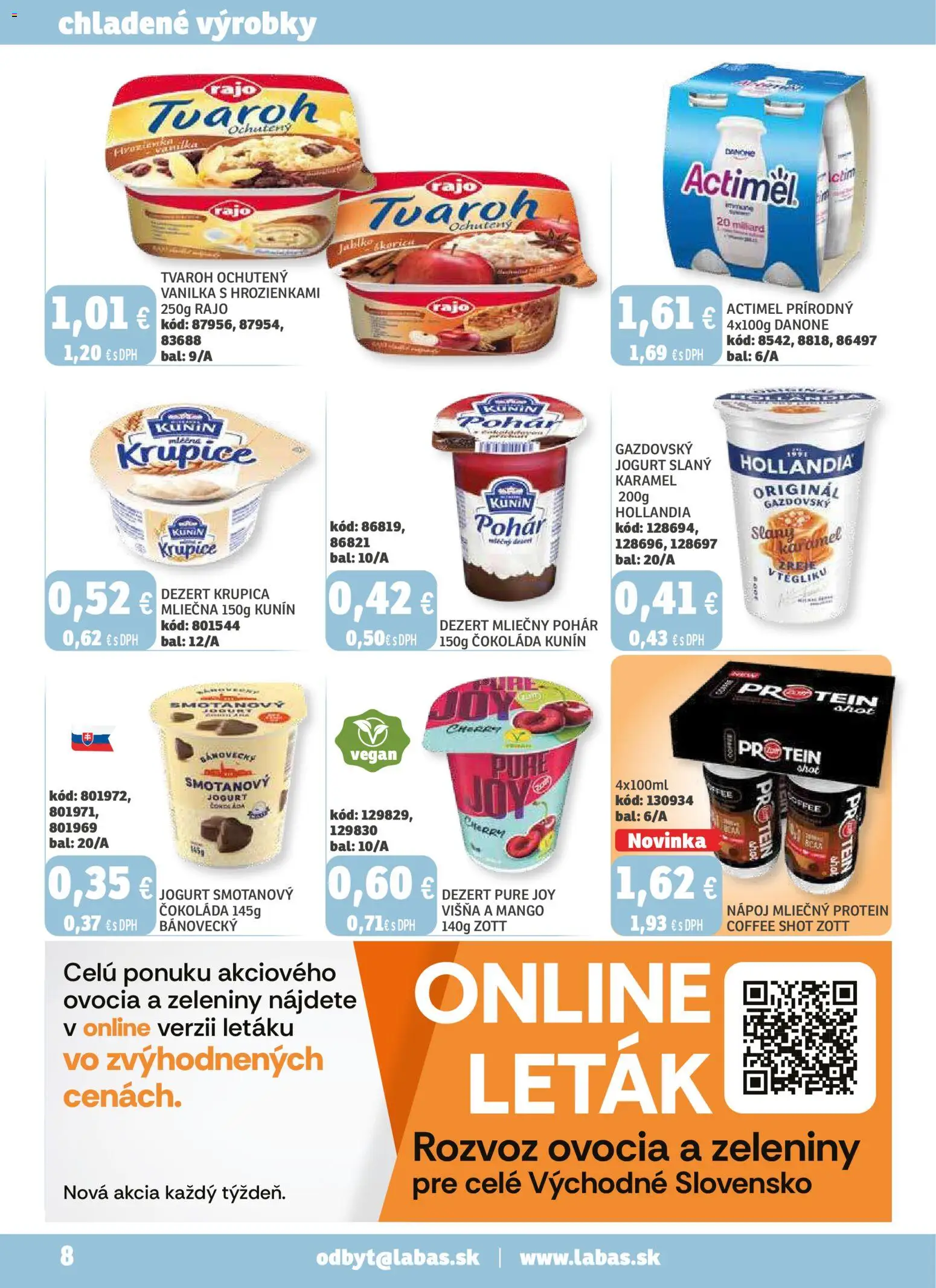 Nové Labaš akcie – leták je platný od 14.11.2025 | Strana: 8 | Produkty: Protein, Čokoláda, Tvaroh, Krupica