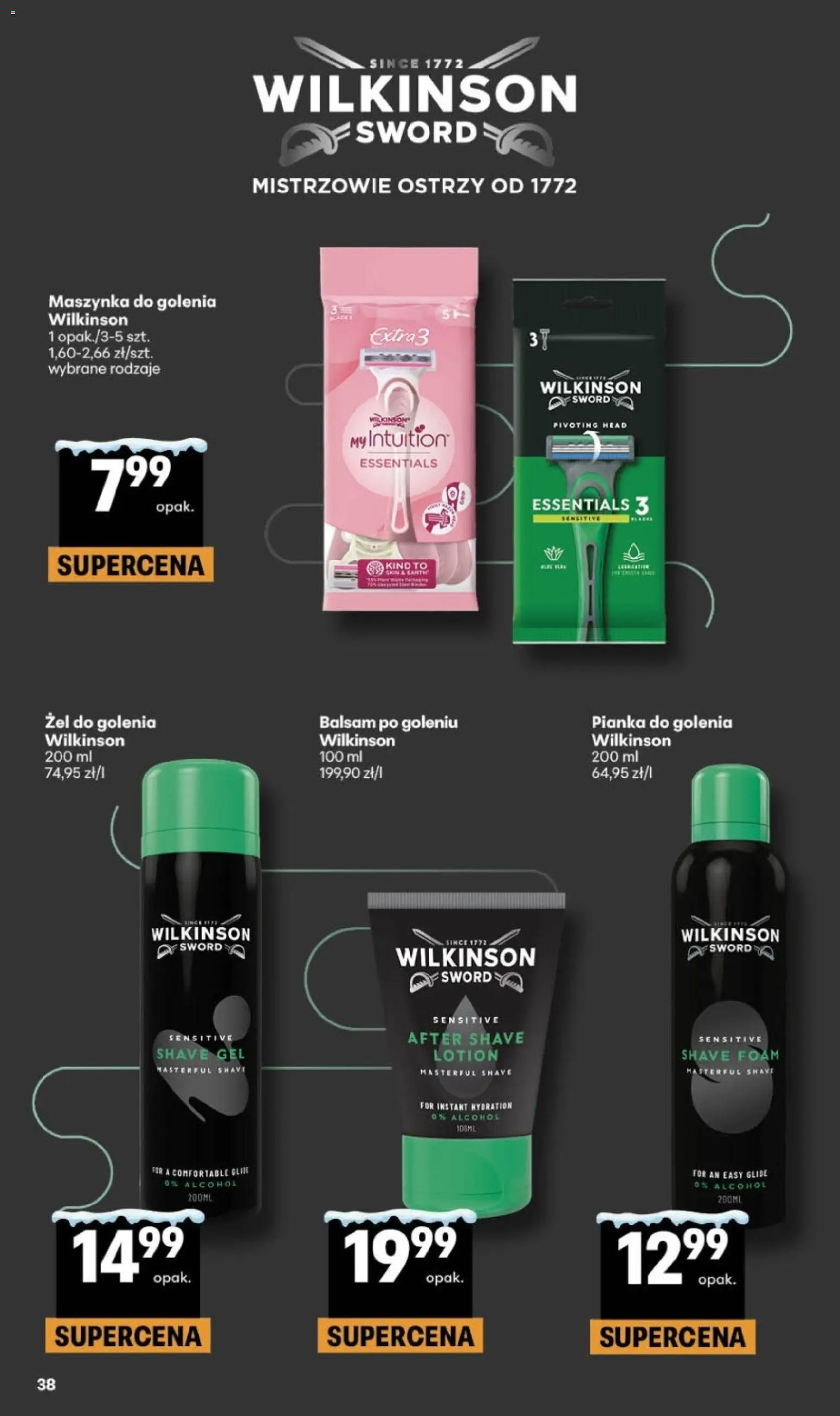Delikatesy Centrum Gazetka od 15.01.2026 | Strona: 38 | Produkty: Maszynka do golenia, Pianka do golenia, Balsam po goleniu, Lotion