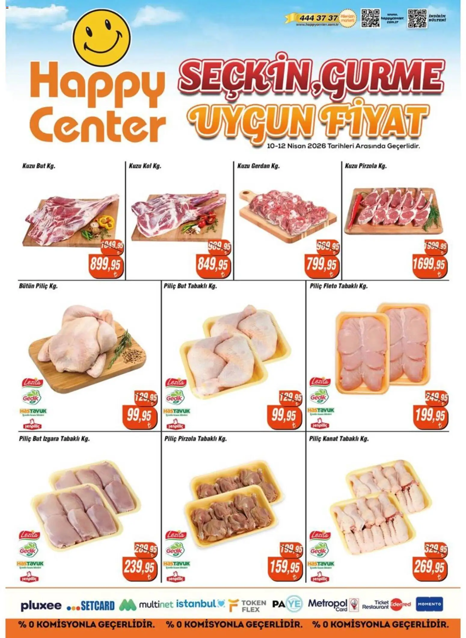 Happy Center - Kasap - 10.04.2026 tarihinden itibaren geçerlidir | Sayfa: 1 | Ürünler: Piliç, Pirzola, Izgara