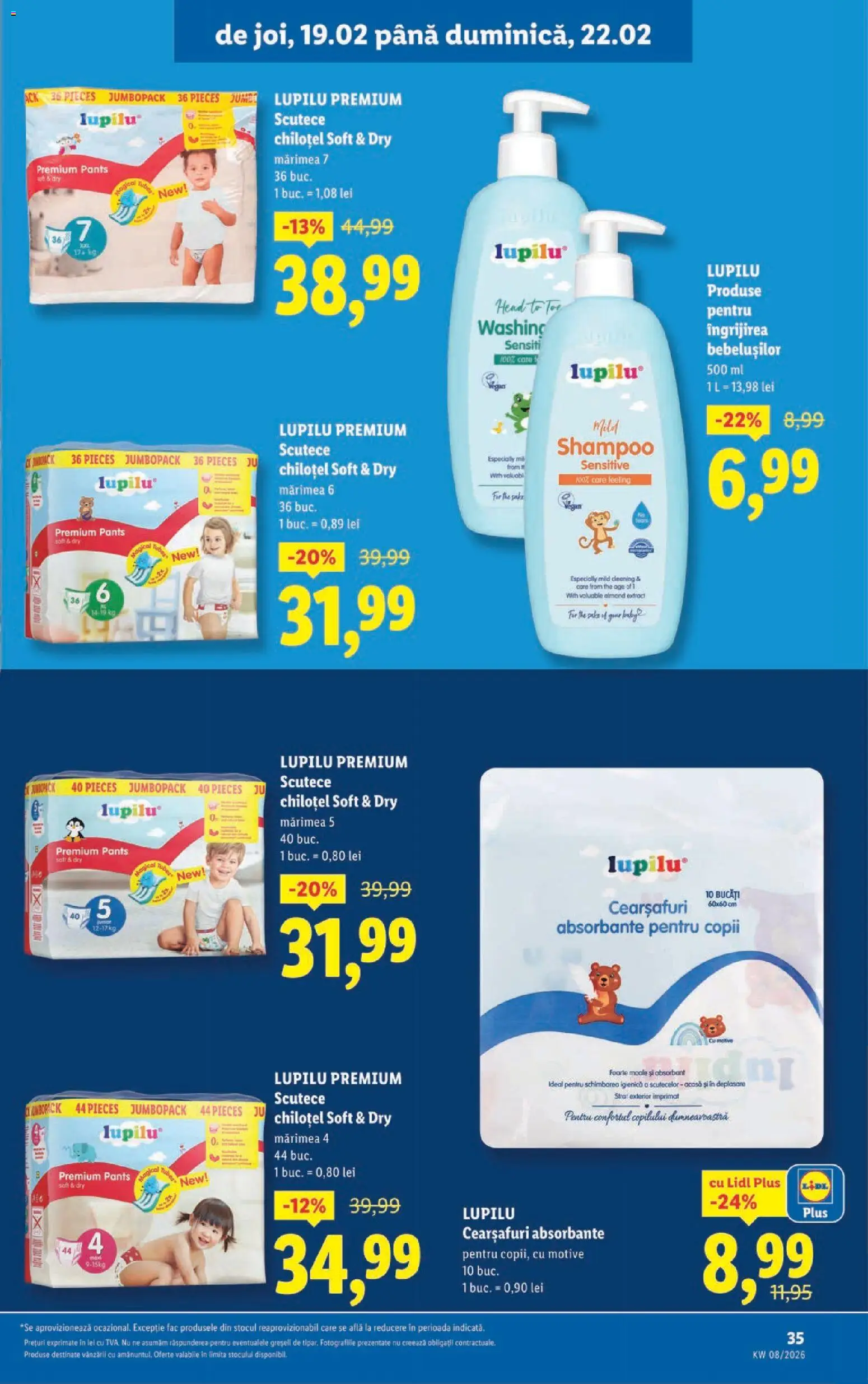 Noul catalog Lidl – valabil de la 16.02.2026 | Pagină: 35 | Produse: Absorbante, Scutece