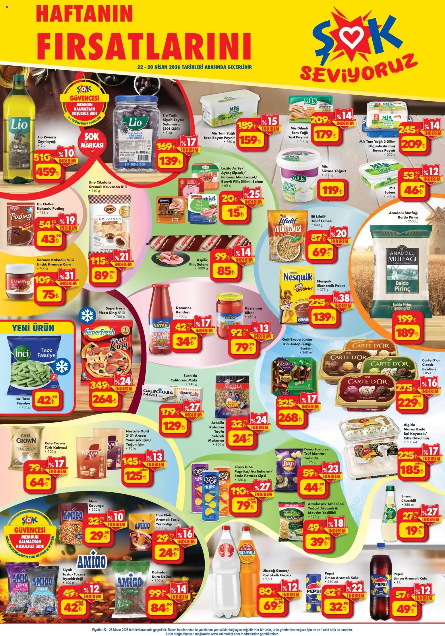 Şok Market Katalog - 22.04.2026 tarihinden itibaren geçerlidir | Sayfa: 1 | Ürünler: Salam, Pizza, Kuru üzüm, Yulaf