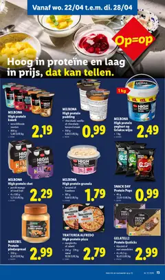 MILBONA High protein pudding, chocolade-vanille- of chocolade-karamelsmaak, 150 g - Voorbeeld van een folder van Lidl, geldig van 20.04.2026 | Pagina: 13
