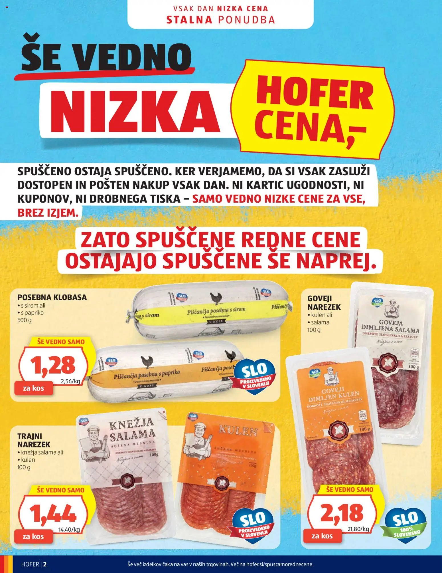 Novi Hofer katalog ponudbe – veljaven od 22.04.2026 | Stran: 2 | Izdelki: Narezek, Kos, Salama