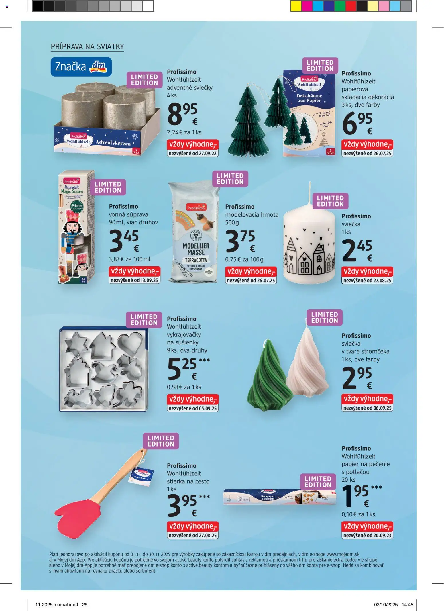 Nové dm drogerie akcie – leták je platný od 01.11.2025 | Strana: 28 | Produkty: Sviečky
