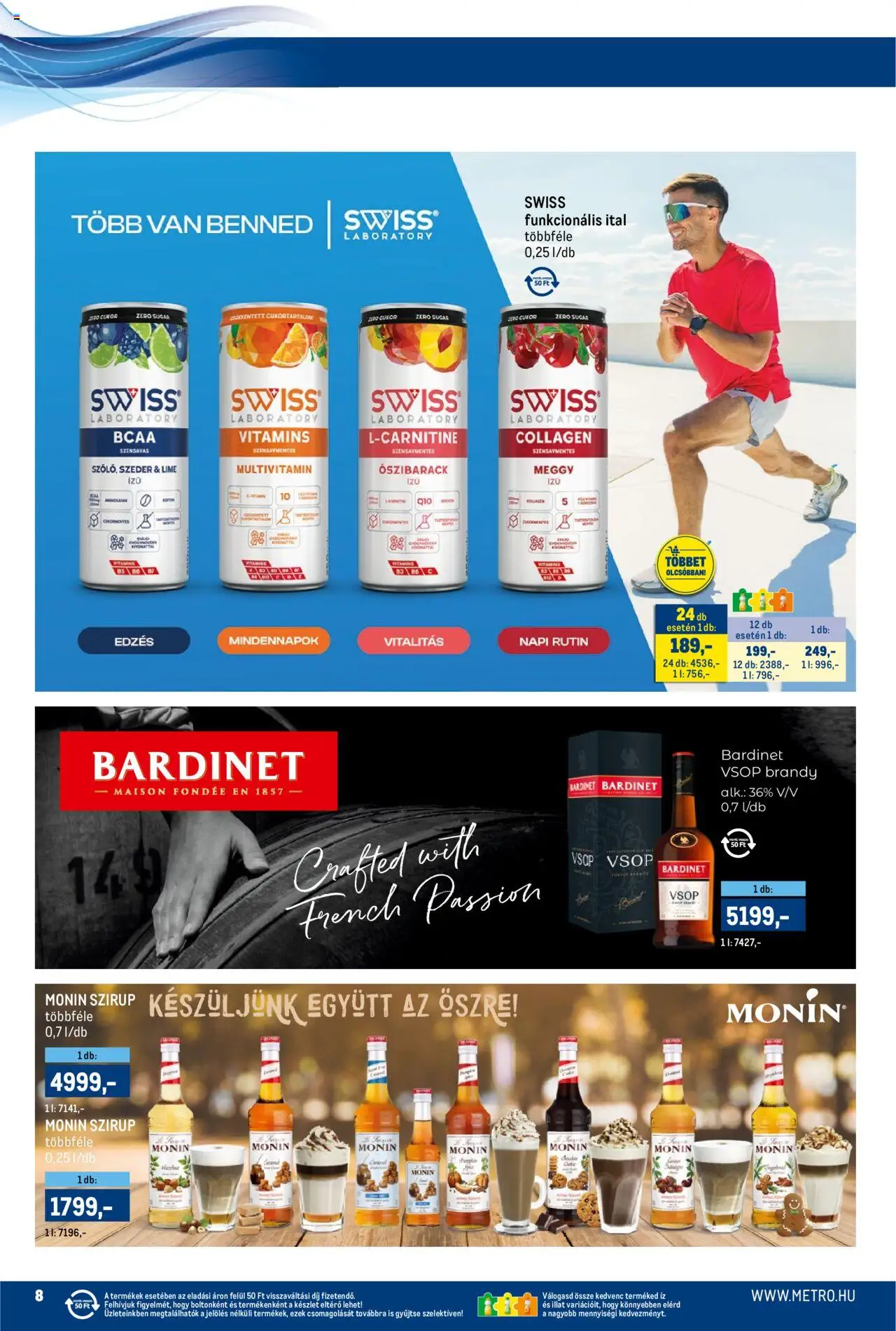 Metro akciós ujság - amely érvényes a következő dátumtól: 15.09.2025 | Oldal: 8 | Termékek: Őszibarack, Brandy, Multivitamin, Cukor