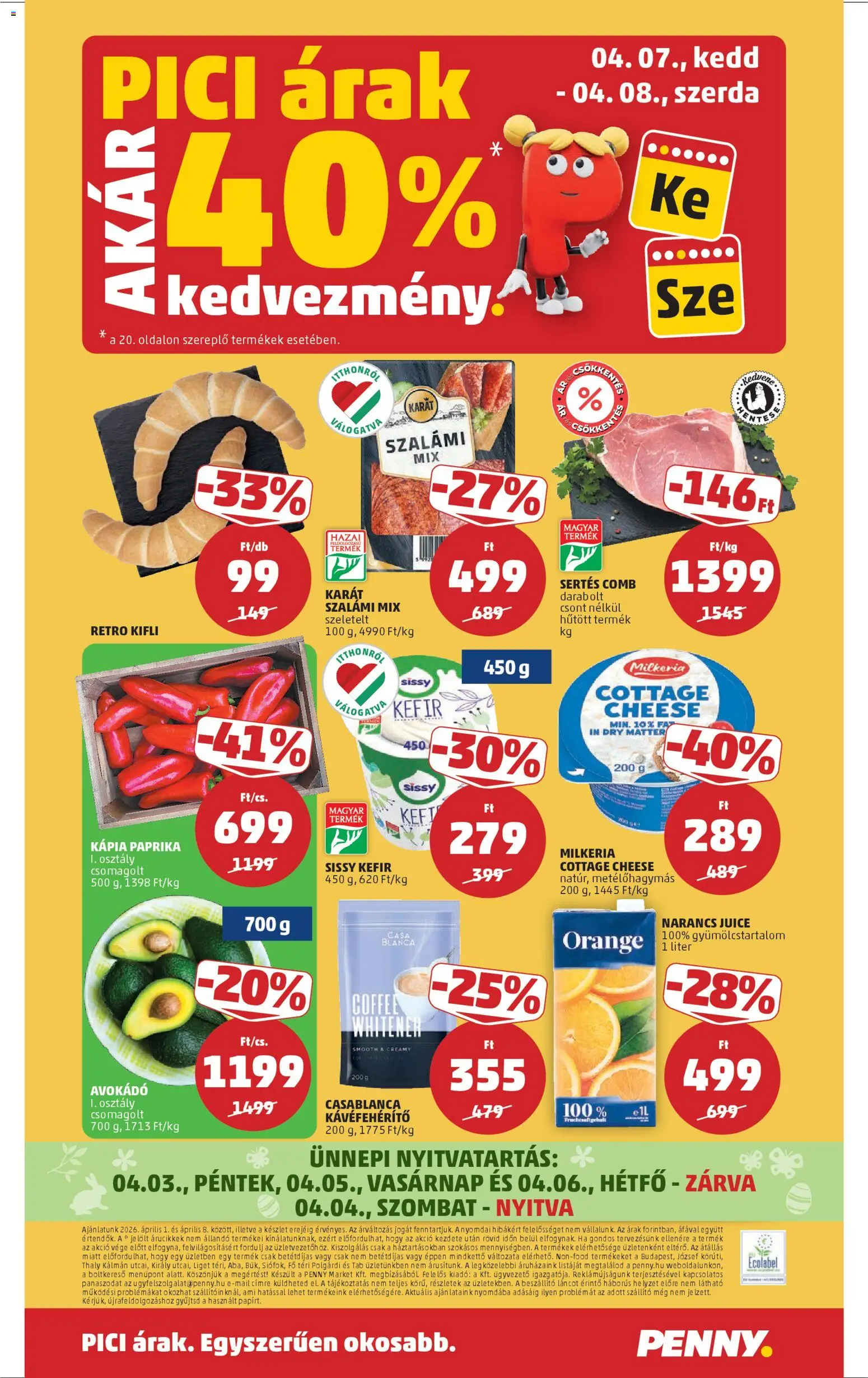 PENNY akciós ujság - amely érvényes a következő dátumtól: 01.04.2026 | Oldal: 24 | Termékek: Kifli, Narancs, Kávéfehérítő, Kápia paprika