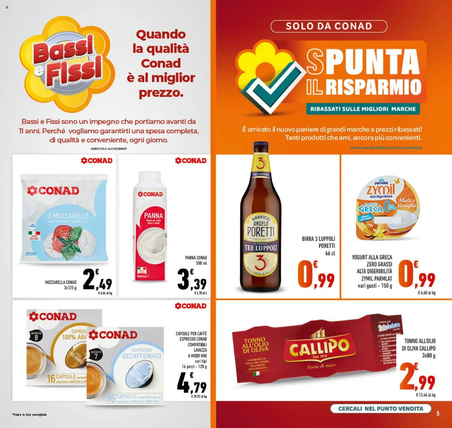 Volantino Conad del 08.04.2026 | Pagina: 5 | Prodotti: Yogurt, Panna, Tonno, Lavazza