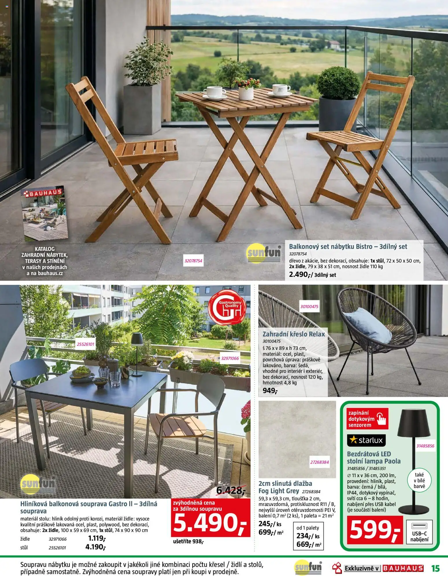 Bauhaus katalog Zahradní centrum od 06.03.2026 | Strana: 15 | Produkty: Dlažba, Kabel, Lampa, LED