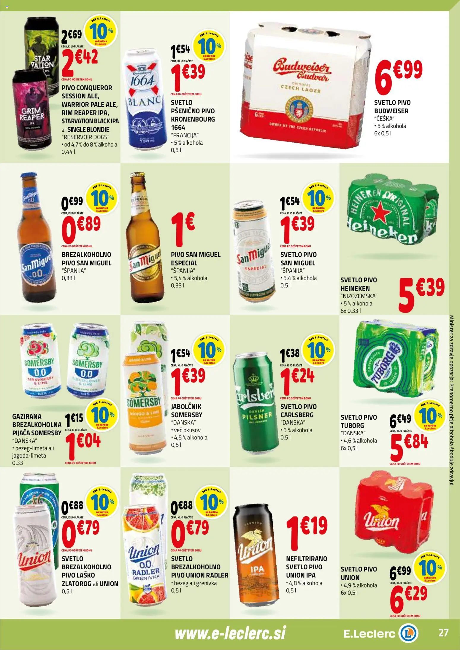 Novi E.leclerc katalog ponudbe – veljaven od 18.02.2026 | Stran: 27 | Izdelki: Falafel, Radler, Pivo, Mango