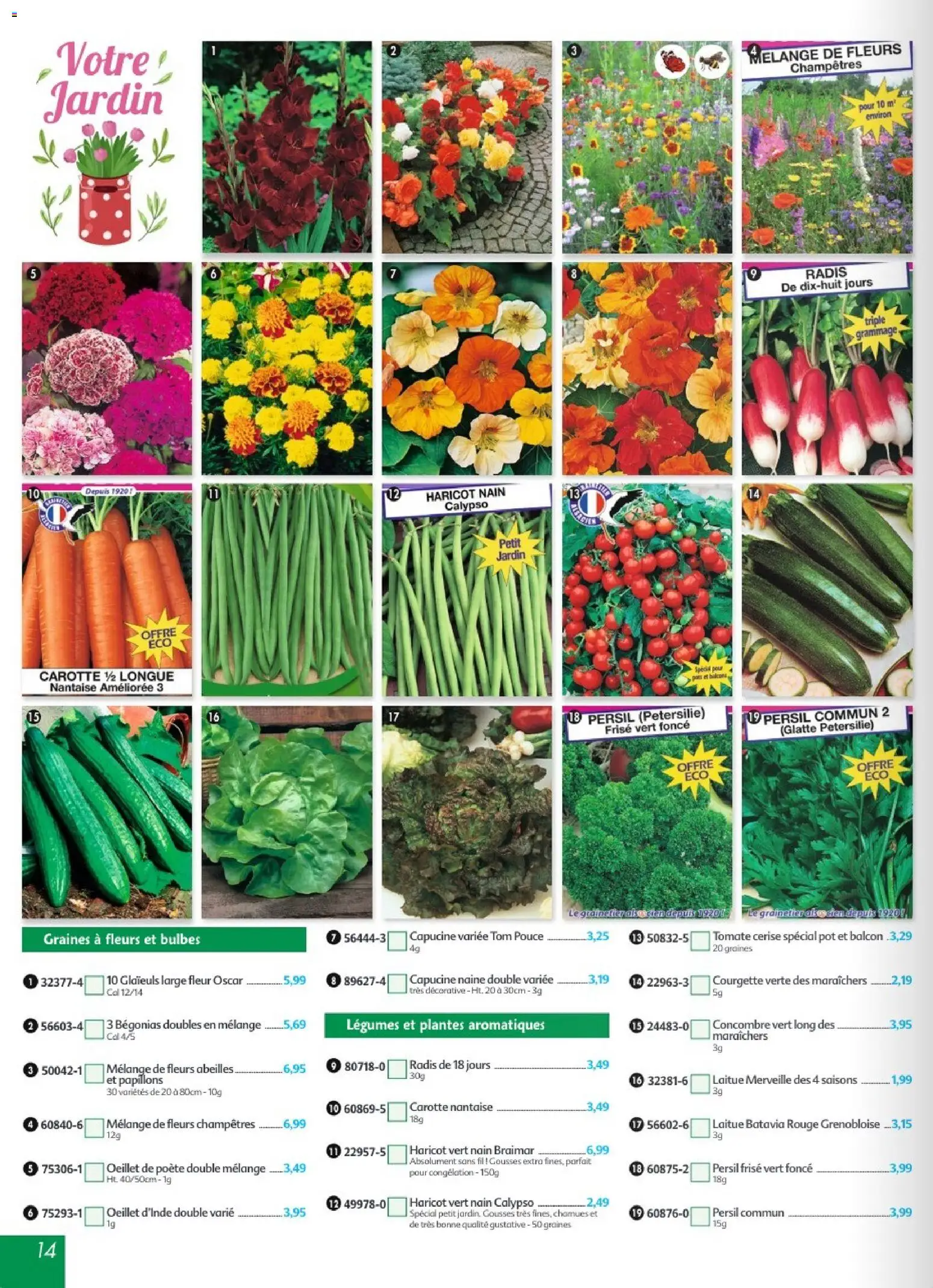 {H1} | Page: 14 | Produits: Concombre, Persil, Radis, Tomate cerise