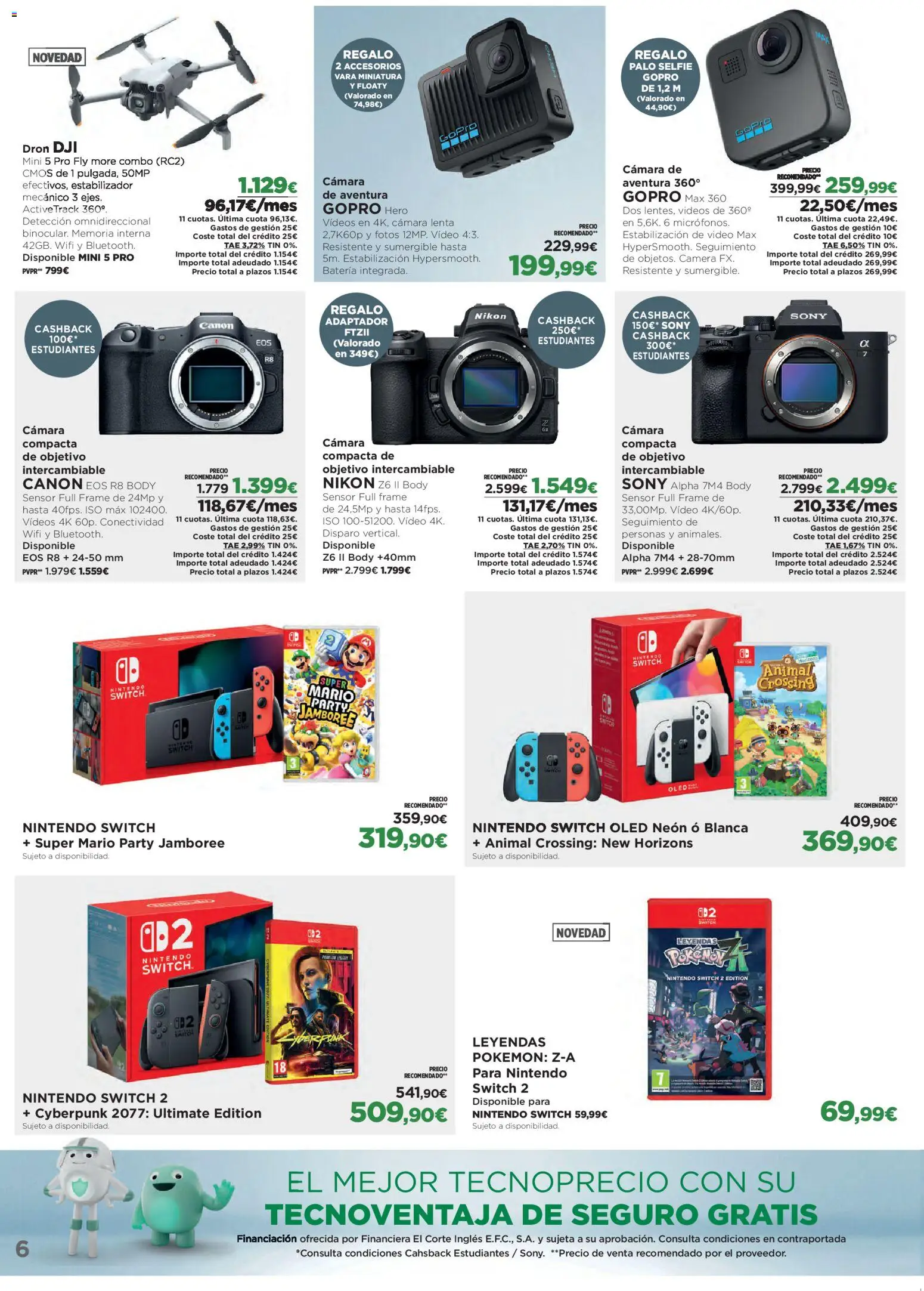 El Corte Inglés ofertas │ válido desde el 27.10.2025 | Página: 6 | Productos: Video, Adaptador, Body, Batería