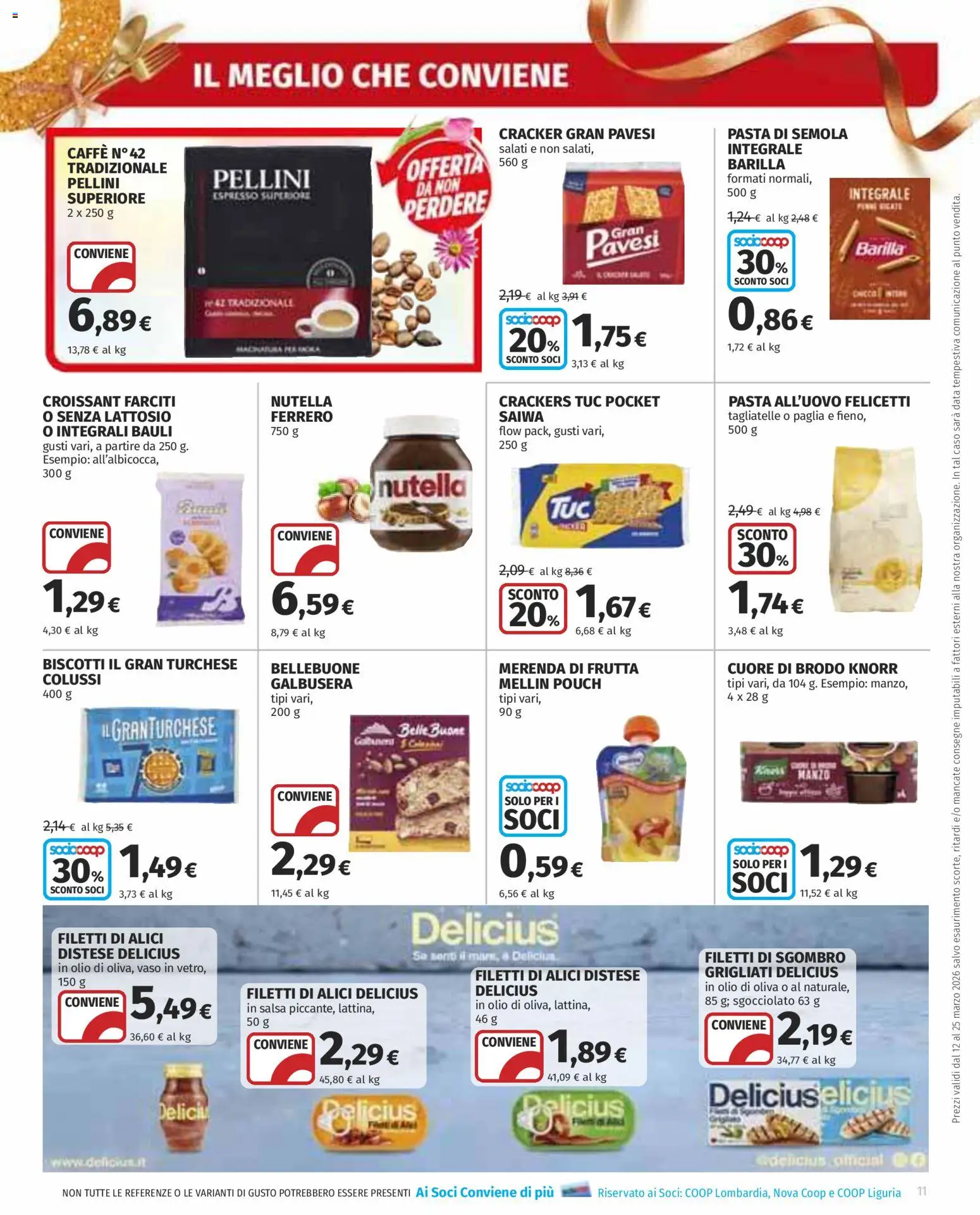 Volantino COOP del 12.03.2026 | Pagina: 11 | Prodotti: Tagliatelle, Biscotti, Data, Olio di Oliva