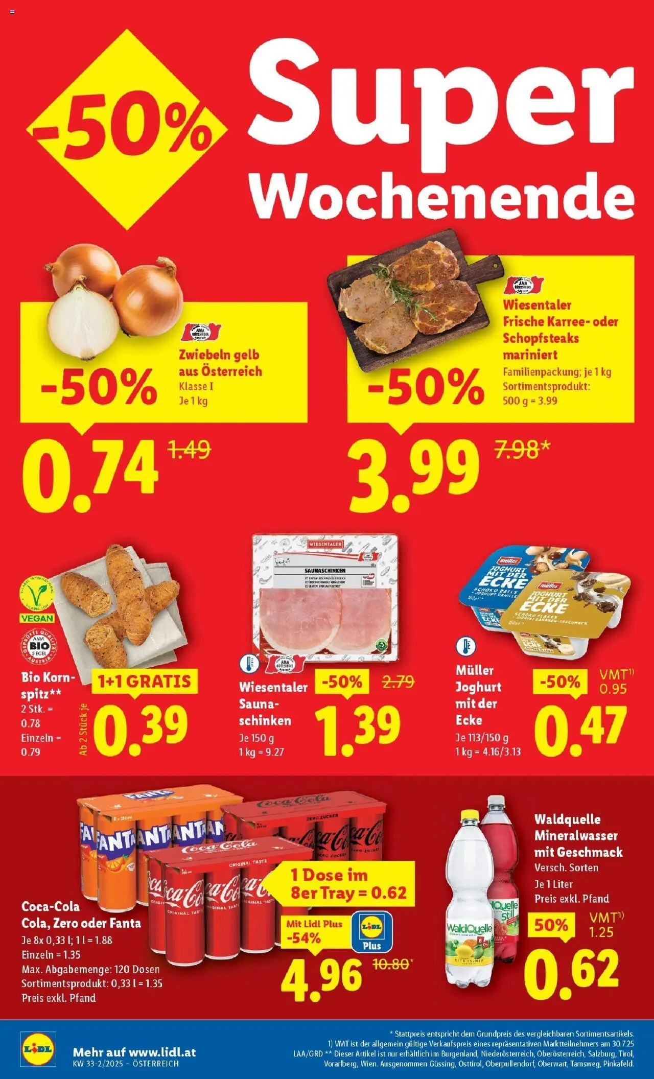 Lidl Flugblatt - Salzburg, Jenbach, Dornbirn gültig ab 14.08.2025 | Seite: 8 | Produkte: Zwiebeln, Zucker, Joghurt, Schinken