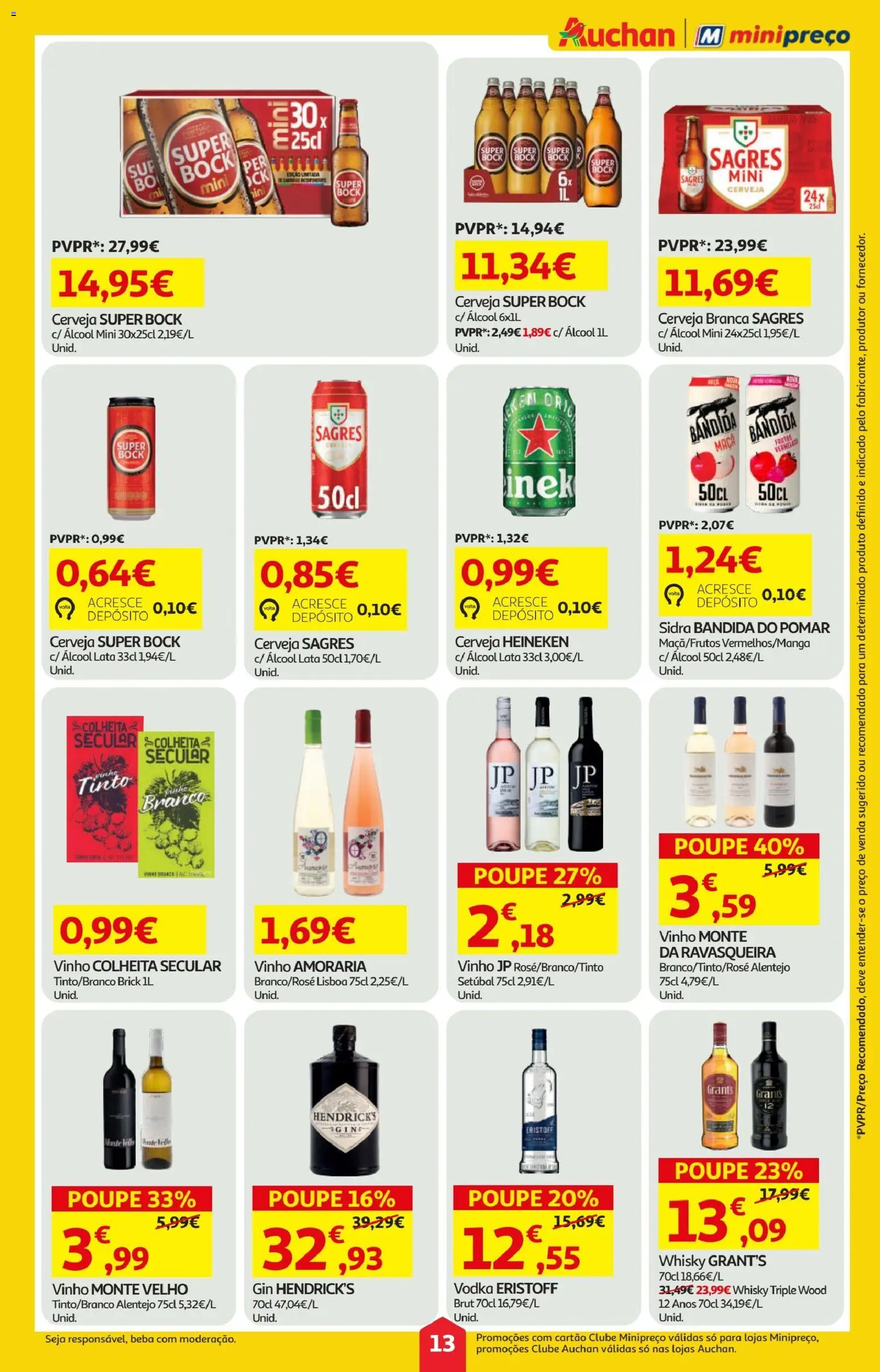 Minipreço folheto │ válido de 23.04.2026 | Página: 13 | Produtos: Super bock, Vinho, Cerveja, Vodka