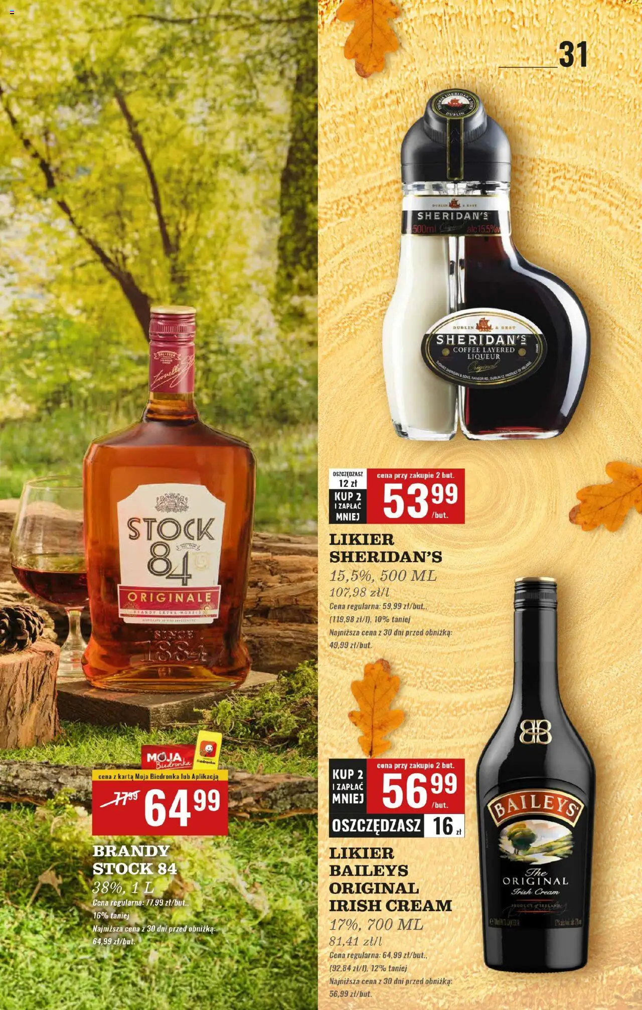 Biedronka gazetka - Czas na toast od 22.09.2025 | Strona: 31 | Produkty: Baileys, Karta, Likier Sheridan's