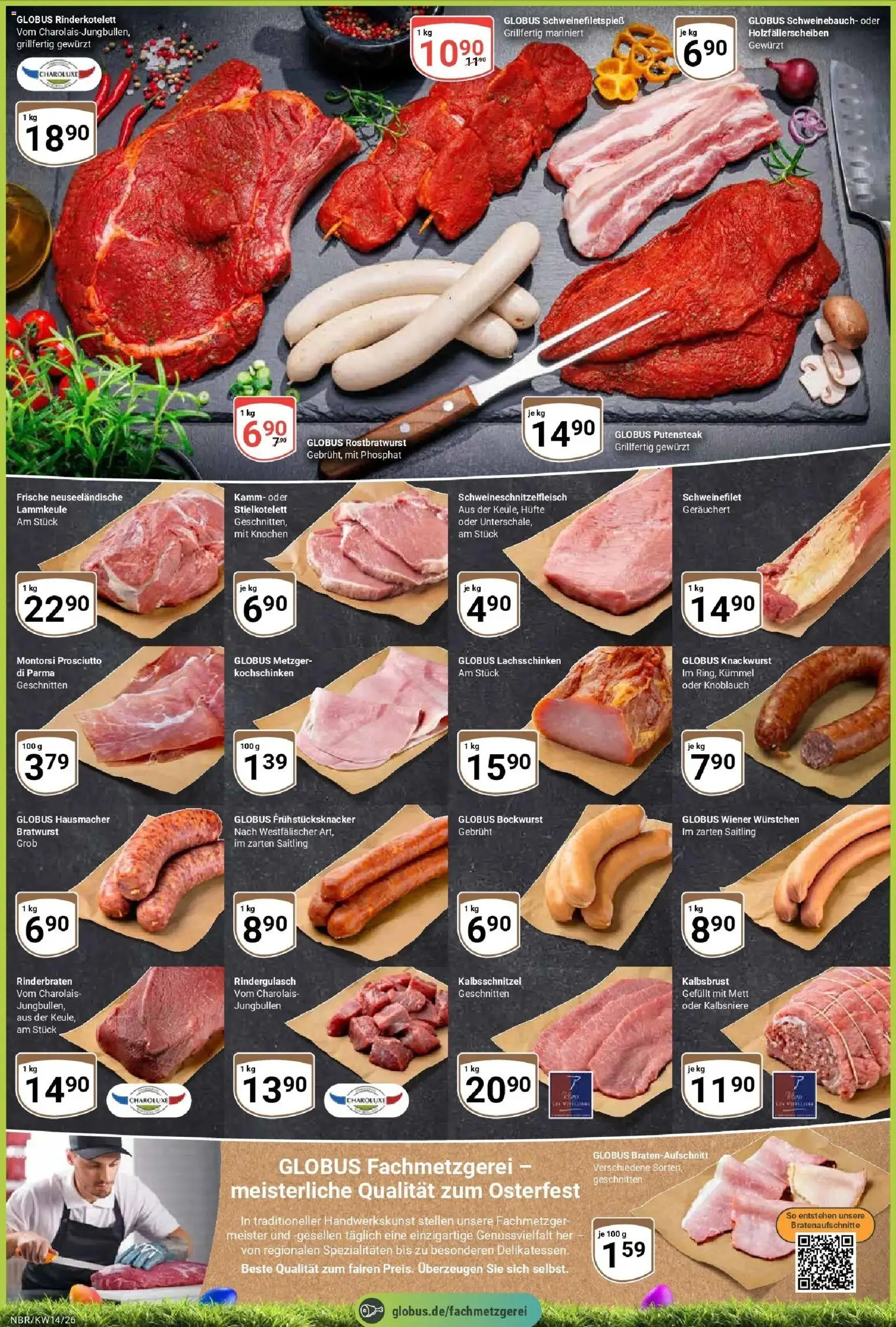 Globus prospekt Neubrandenburg	 – gültig ab 30.03.2026 | Seite: 2 | Produkte: Rinderbraten, Bockwurst, Lammkeule, Schweinebauch