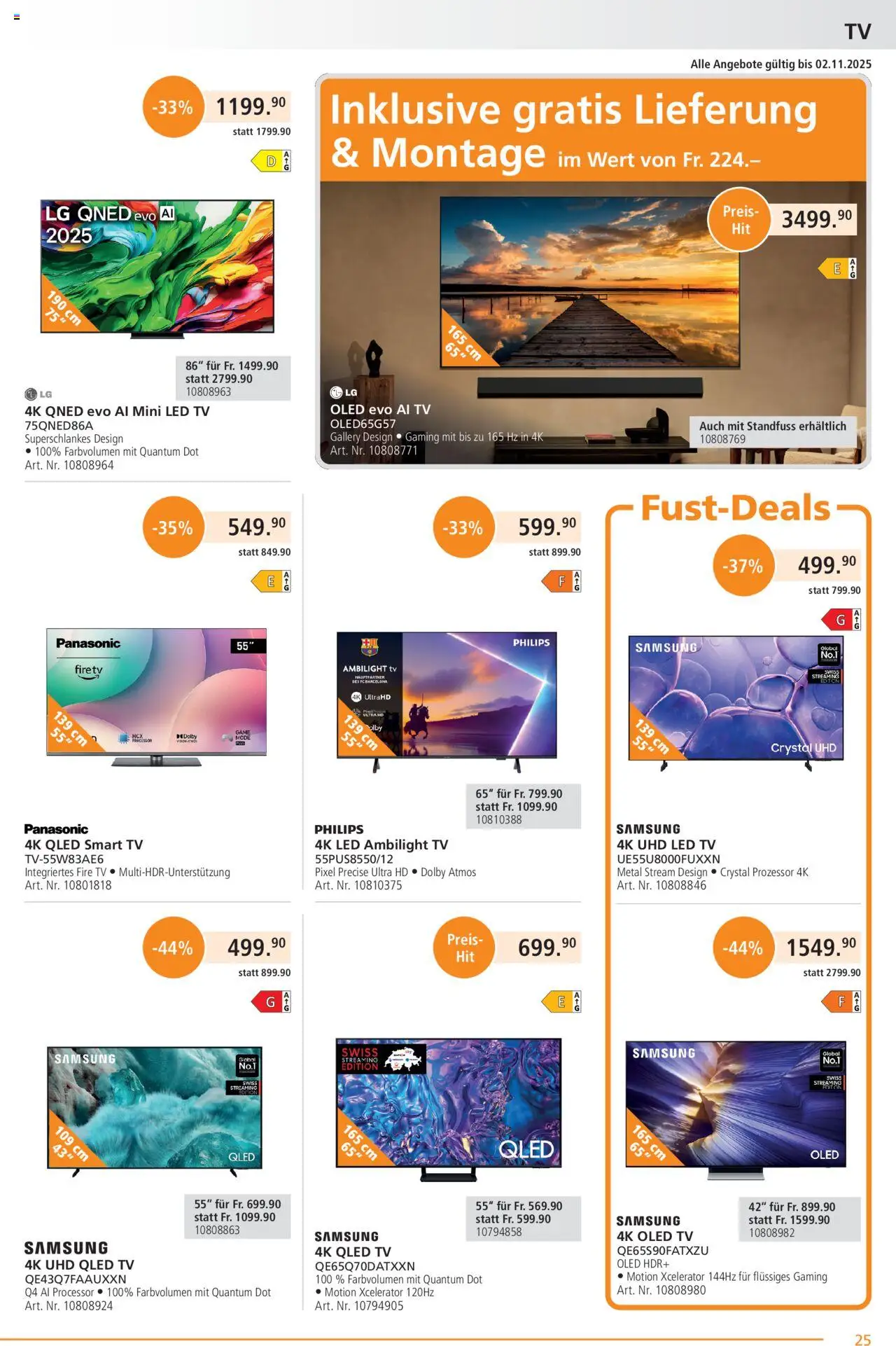 Fust Aktionen – gültig ab 20.10.2025 | Seite: 25 | Produkte: TV, Samsung, LG, Philips