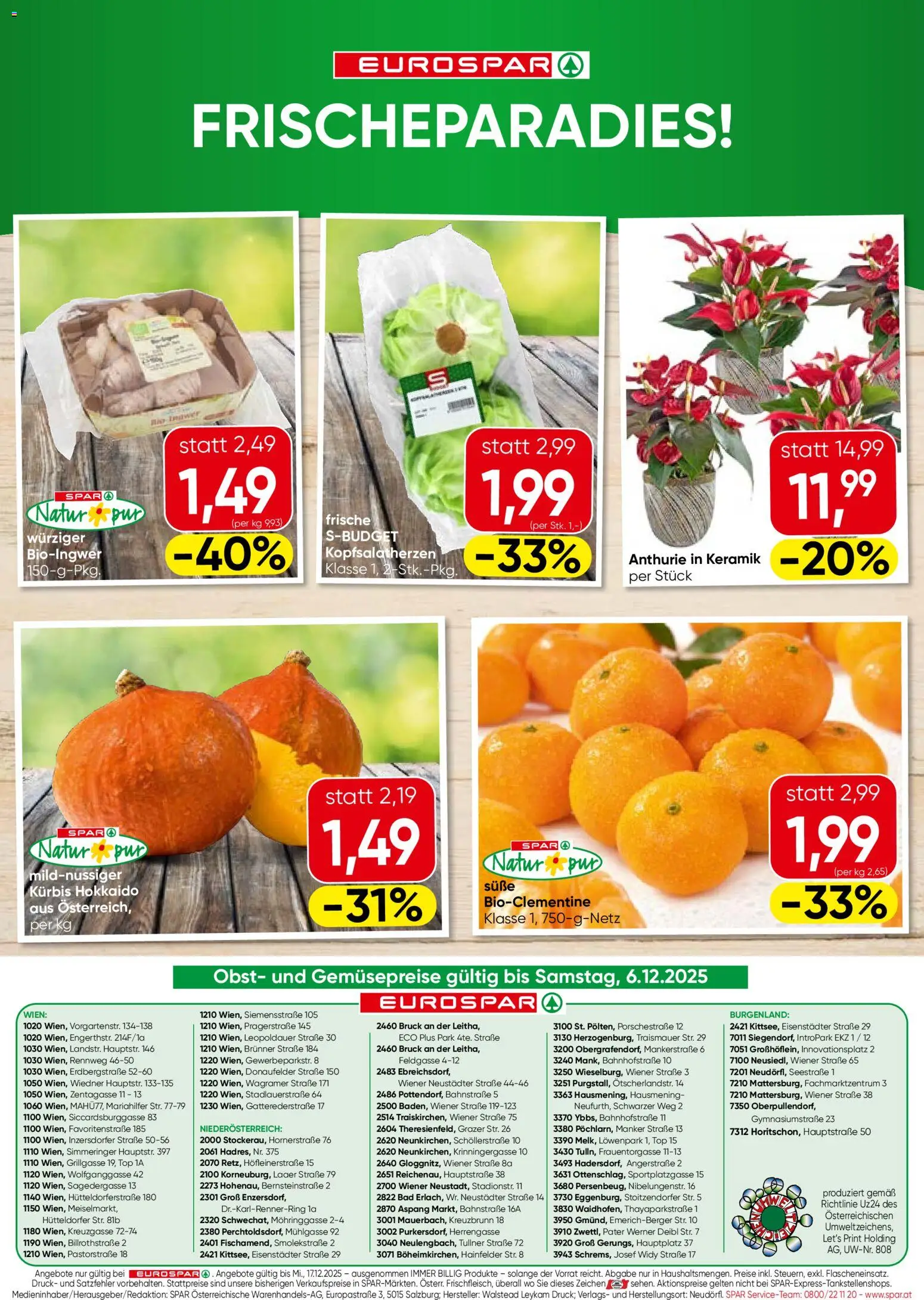 Eurospar Flugblatt - Niederösterreich gültig ab 04.12.2025 | Seite: 16 | Produkte: Obst, Kürbis, Bad